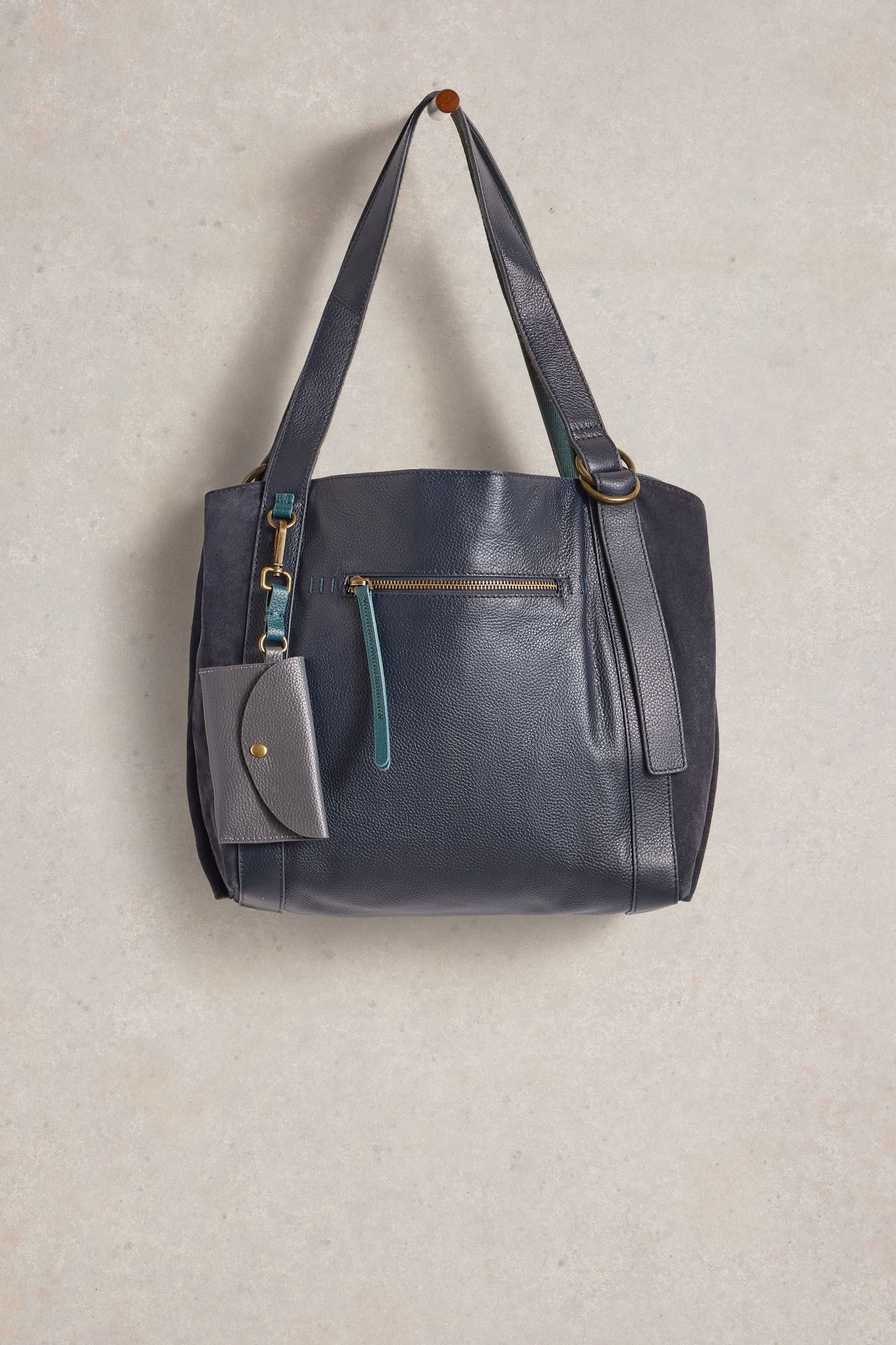 HANNAH LEATHER TOTE DARK NAVY 3