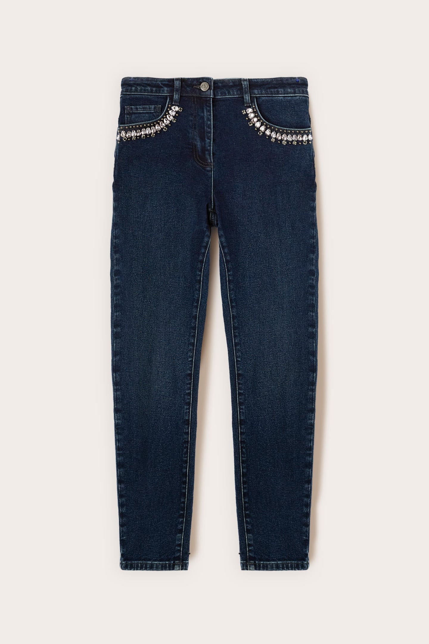 SKINNY JEANS WITH EMBROIDERED POCKETS BLUE 4