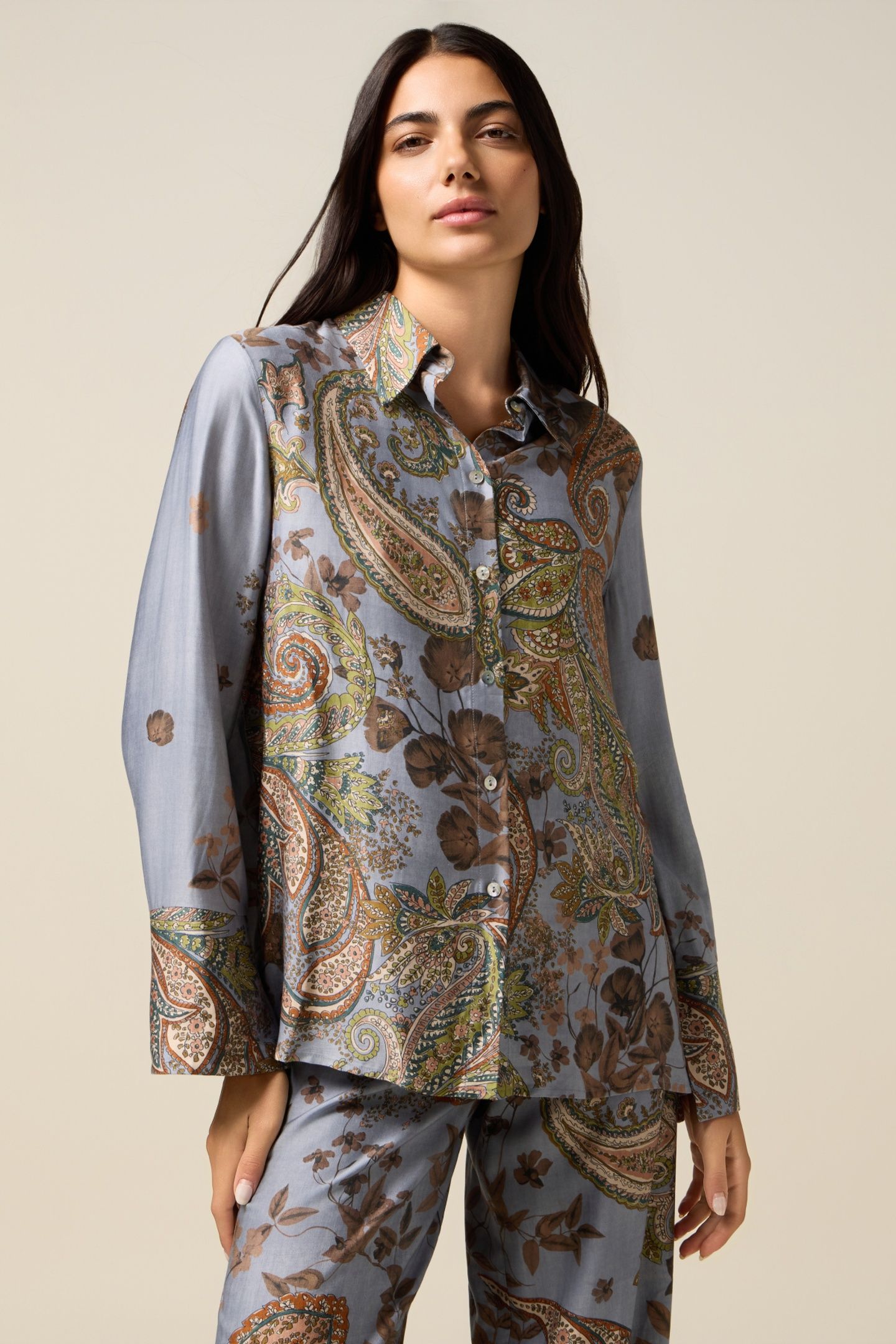PATTERNED SATIN SHIRT LIGHT BLUE 1