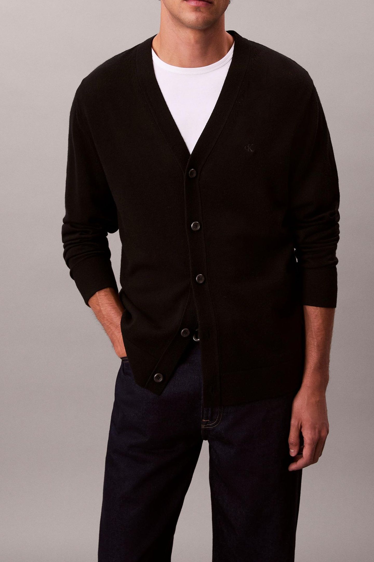 LS 100% MERINO CARDIGAN BLACK 1