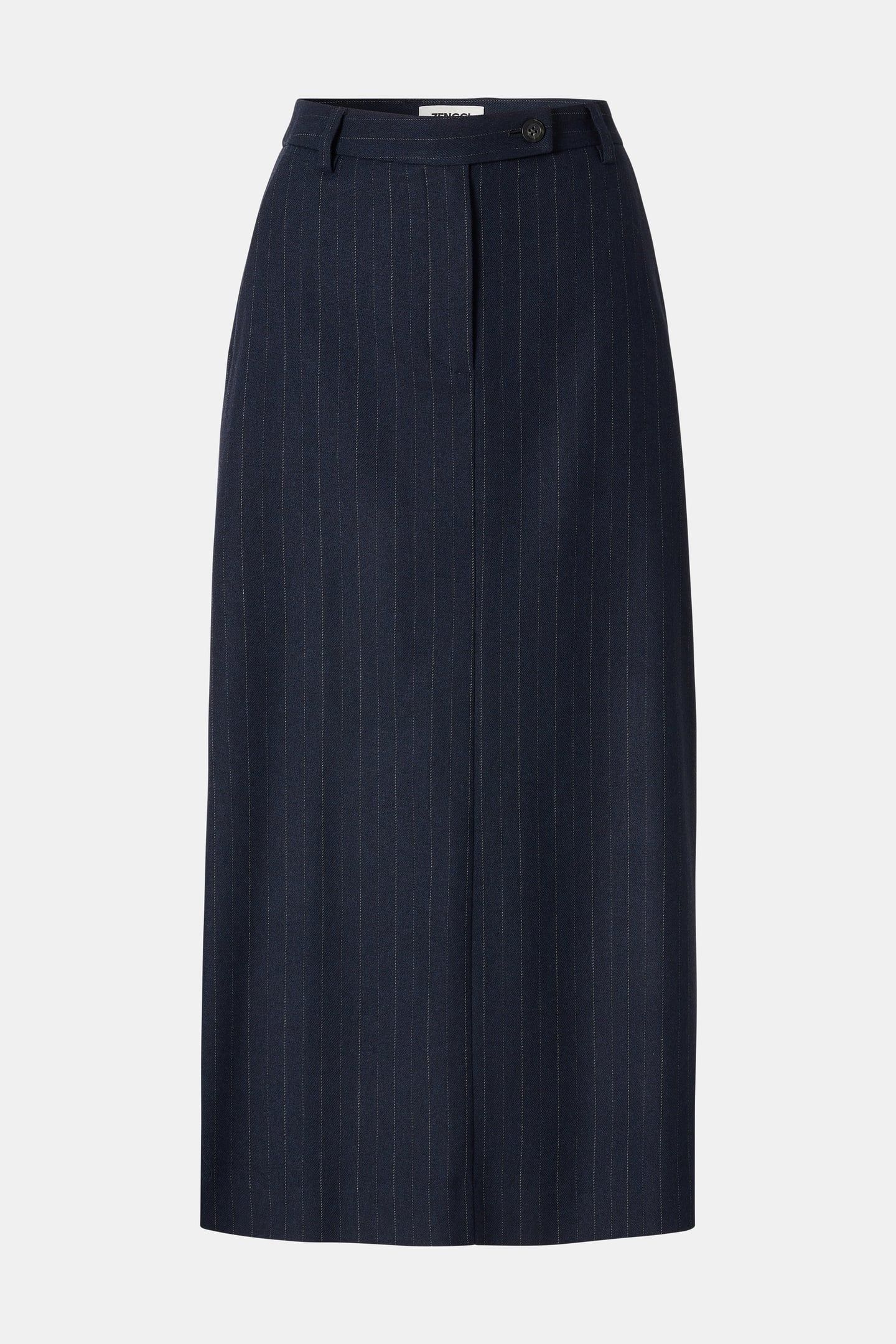 PIN STRIPE LONG STRAIGHT SKIRT MIDNIGHT BLUE 4