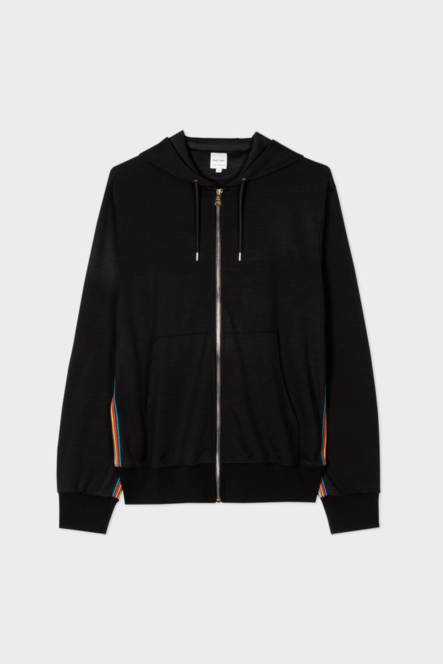 MENS ZIP THROUGH TAPED SEAM HOODIE BLACK 2