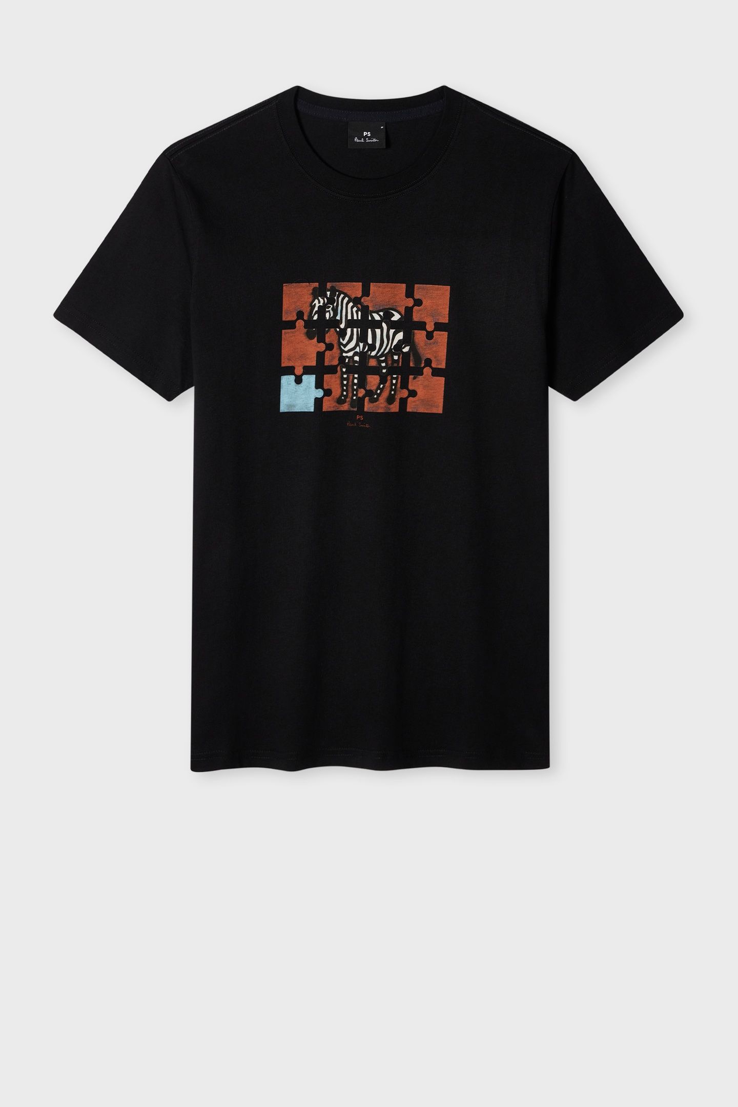 MENS SLIM FIT T SHIRT JIGSAW ZEBRA BLACK 1