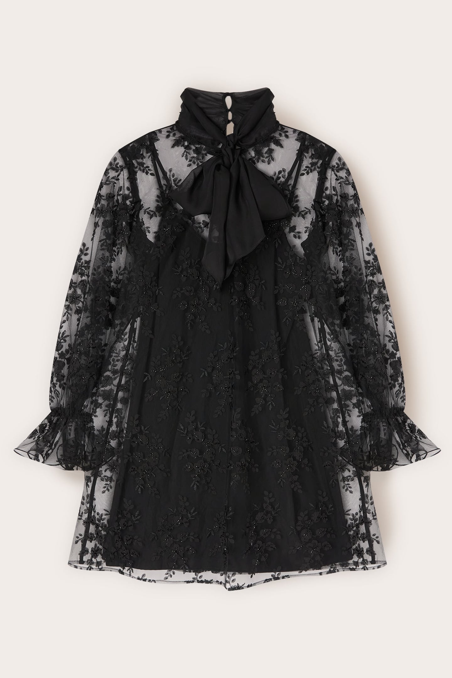 SHORT LACE DRESS WITH BOW SMART COUTURE BLACK 4