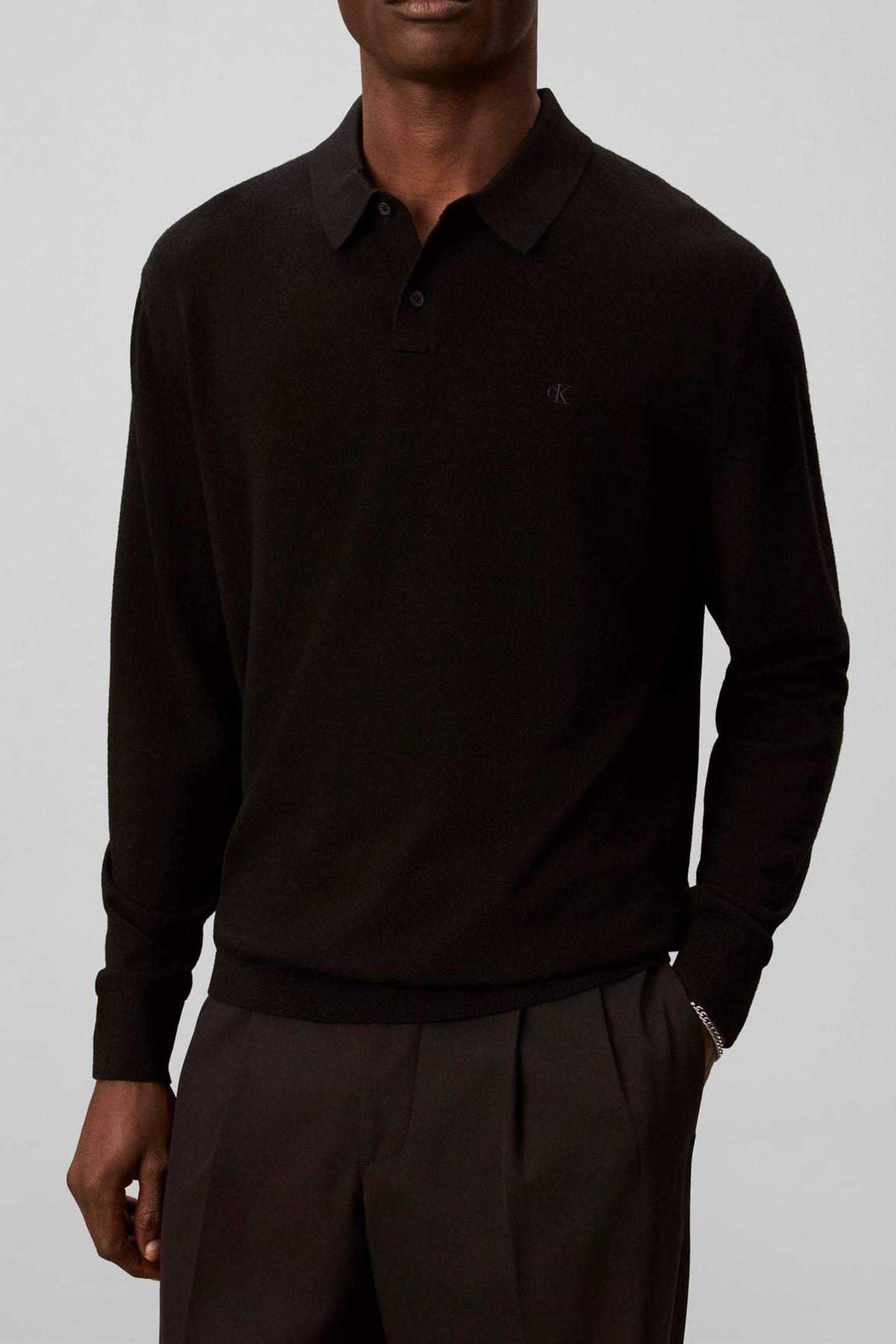 LS 100% MERINO POLO BLACK 1