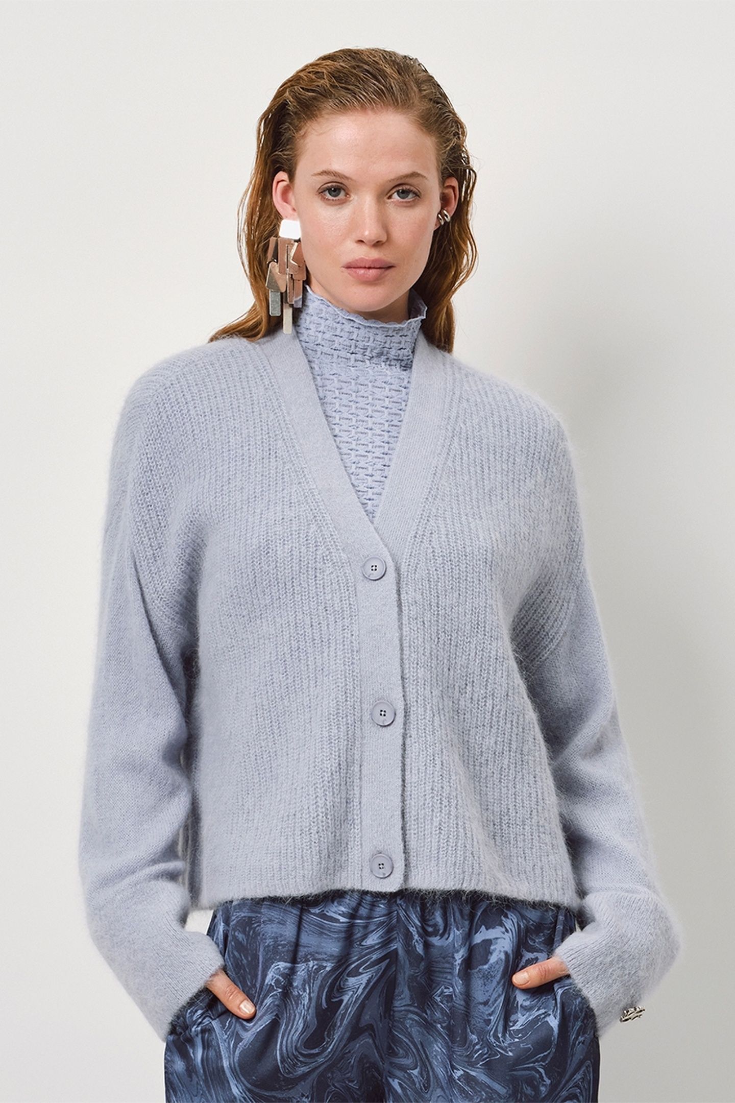 UTAH CROPPED CARDIGAN ICED BLUE 1