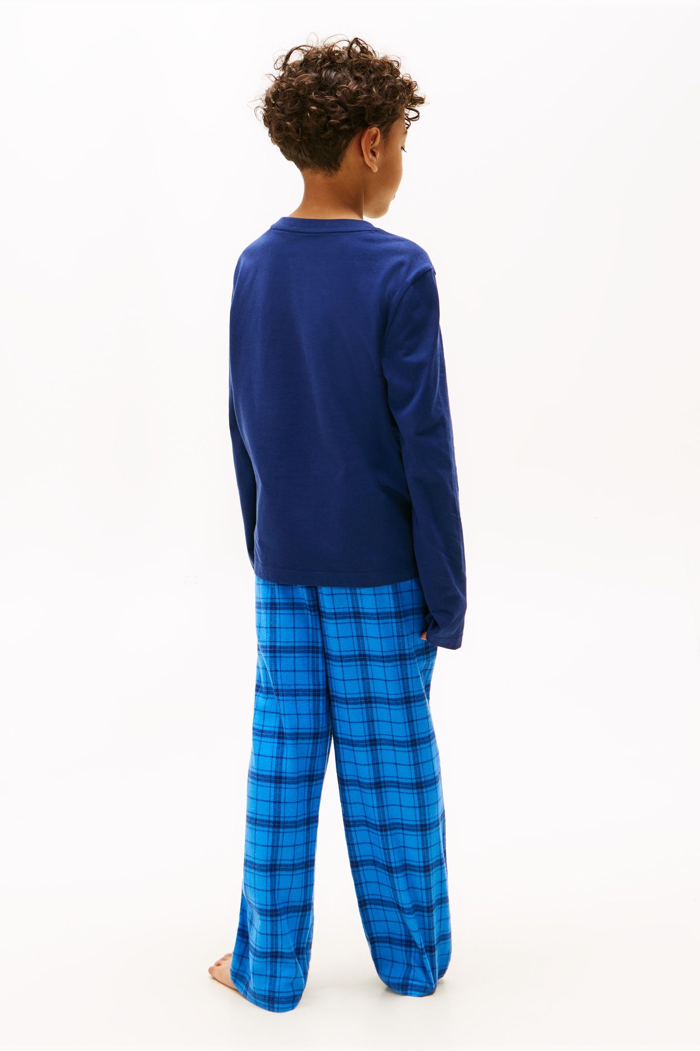 BOYS LS PJ STRAIGHT SET PREPPY NAVY/TONAL CHECK NAVY 2