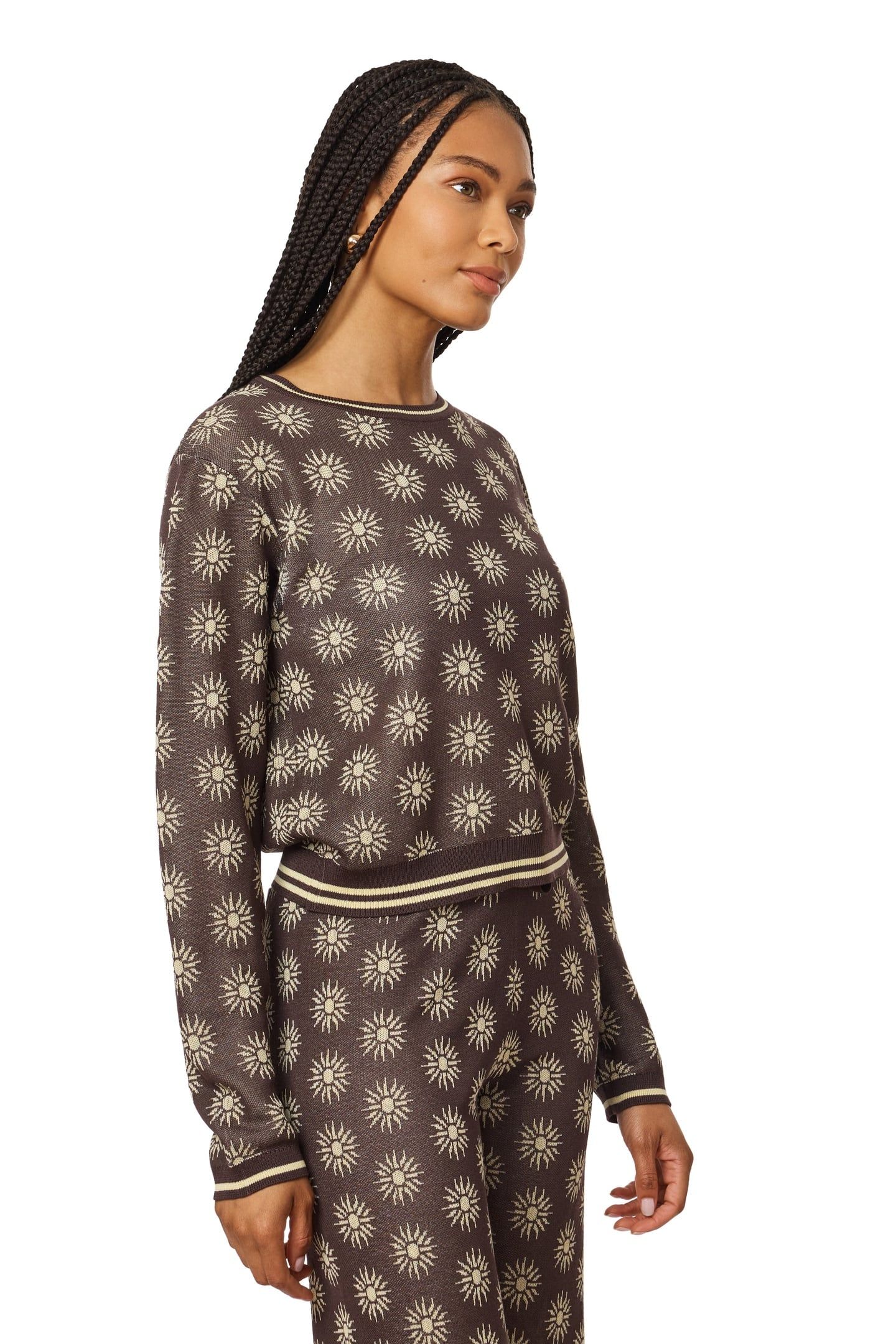JACQUARD PULLOVER SEAL BROWN/ REED YELLOW 8