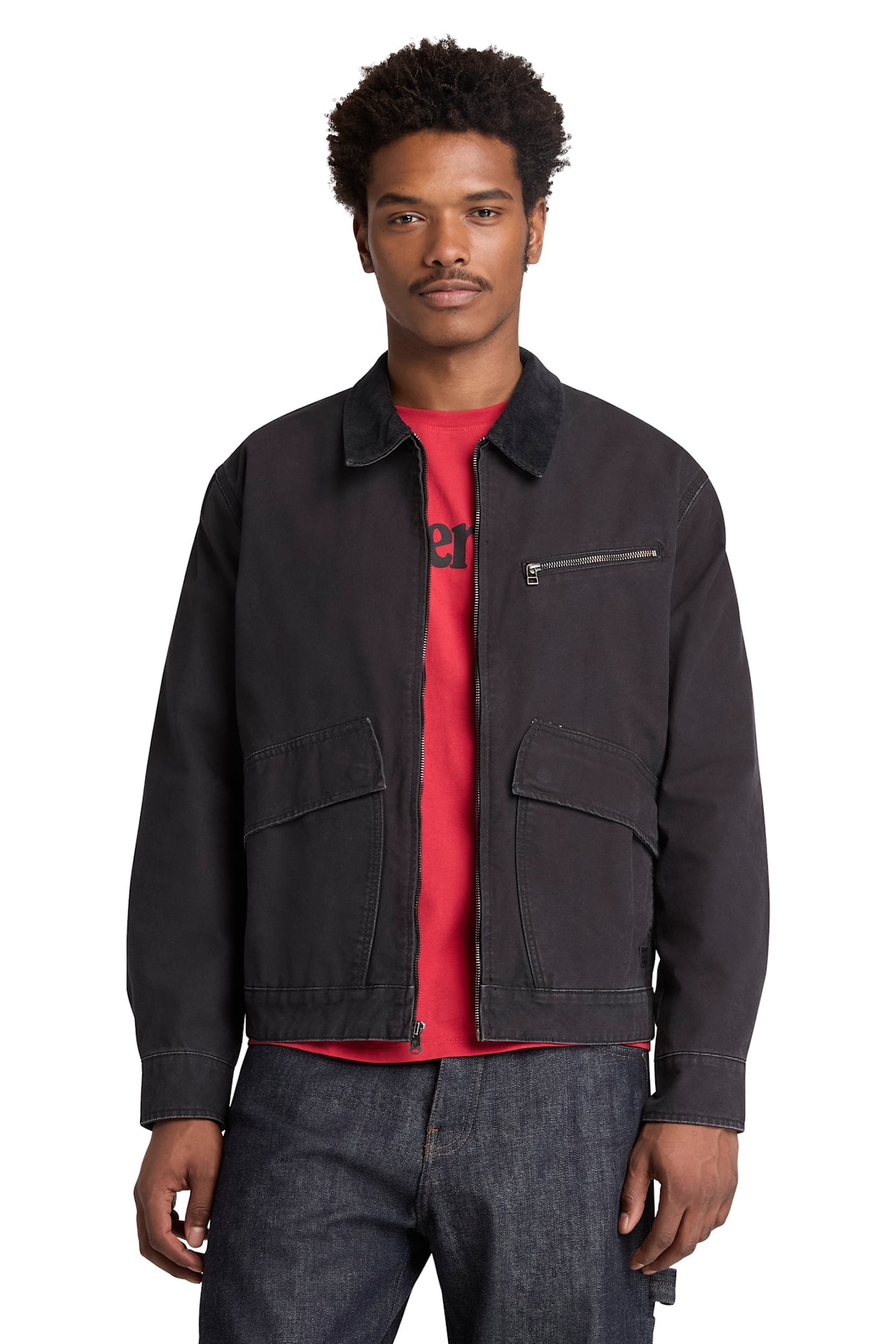 STRAFFORD WASHED CANVAS JACKET BLACK 1