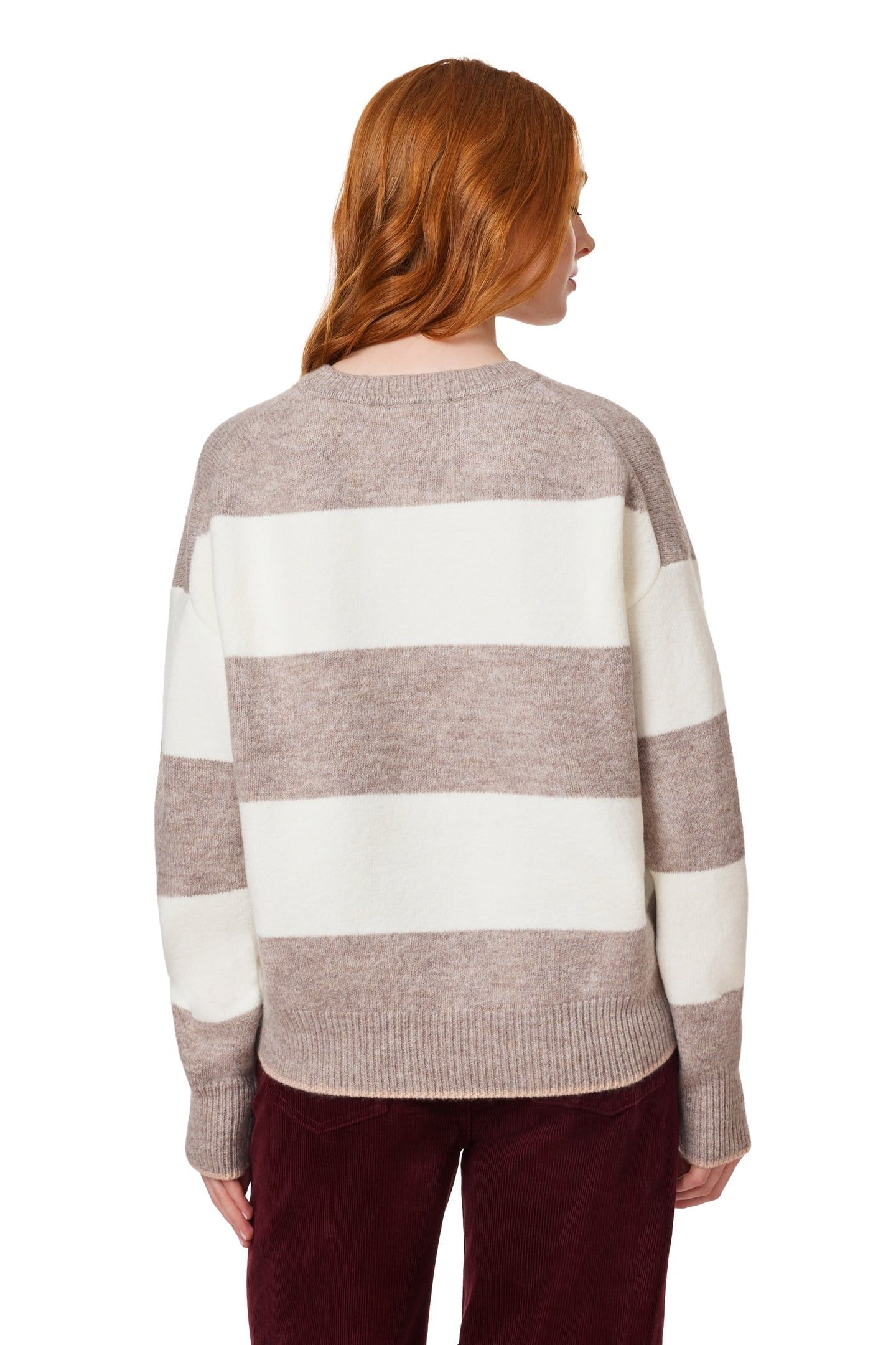 PULLOVER SWEATER MED BROWN HT/ IVORY 2