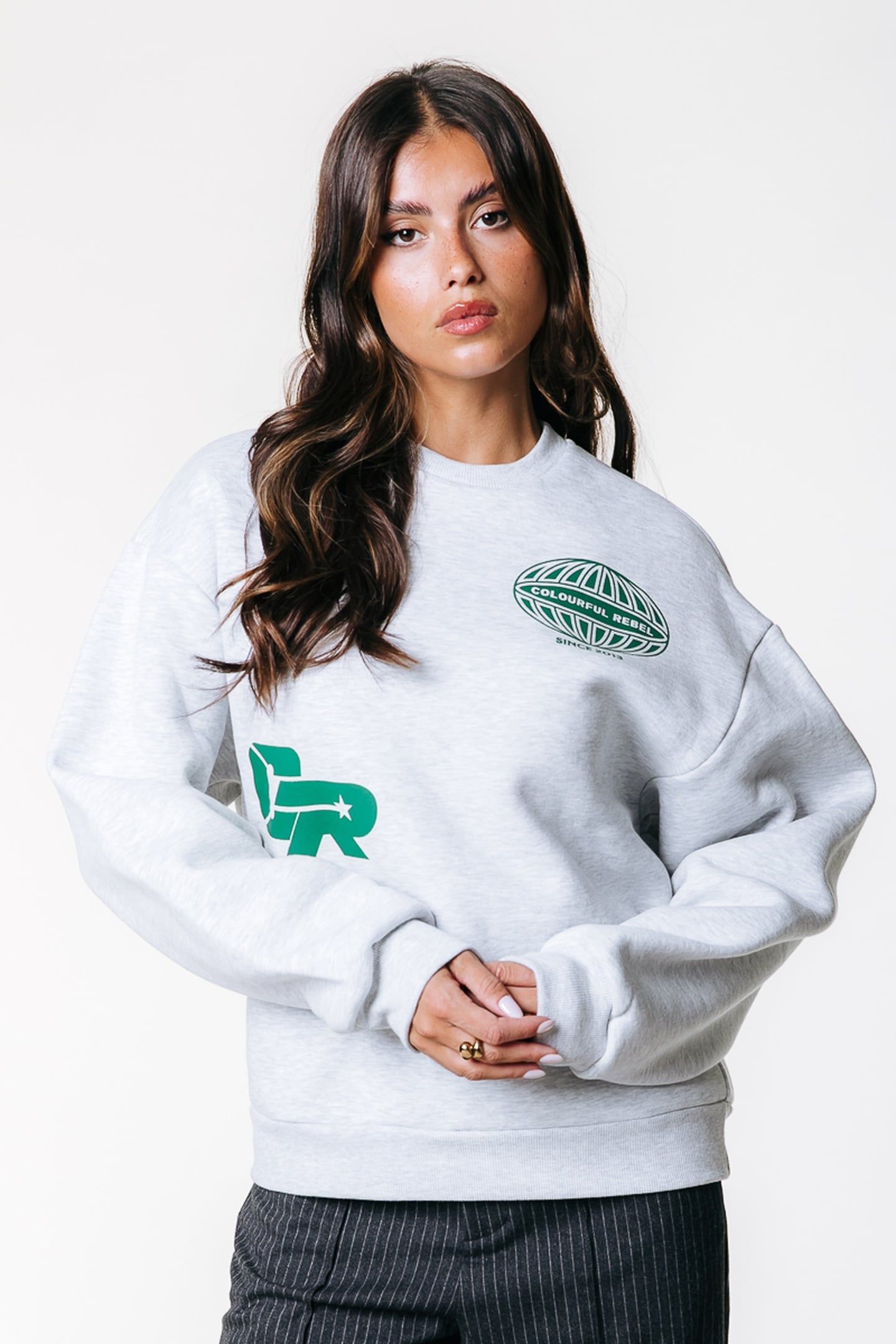 RACER LOGO DROPPED SHOULDER SWEAT LIGHT GREY MELANGE 1