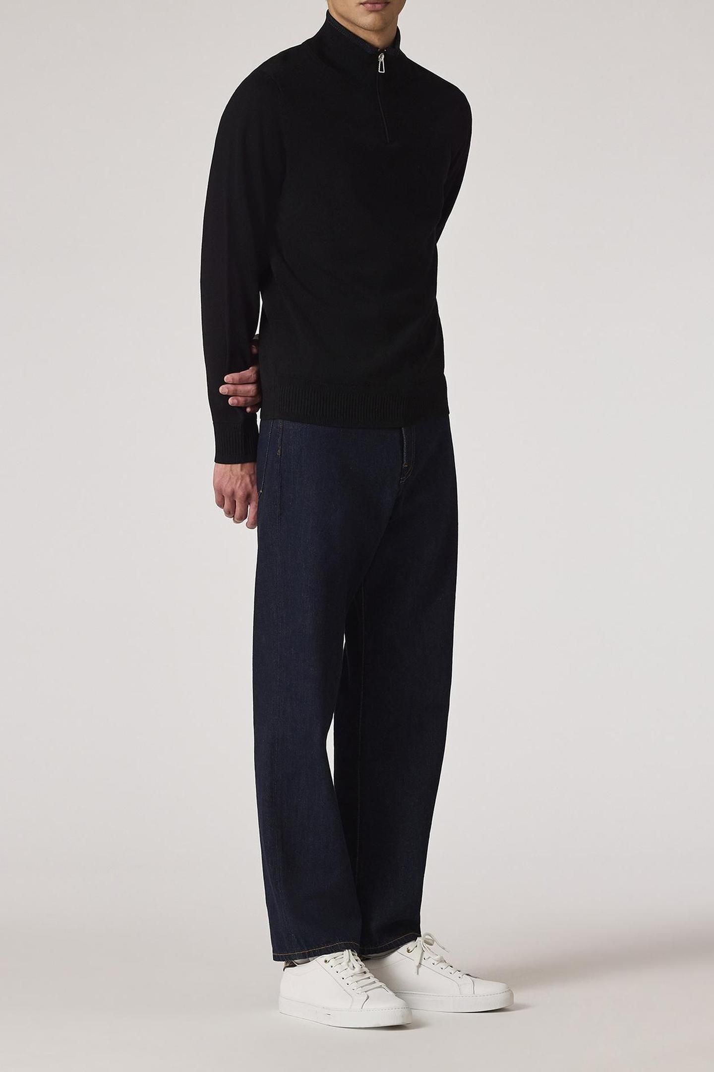 MENS SWEATER ZIP NECK BLACK 3