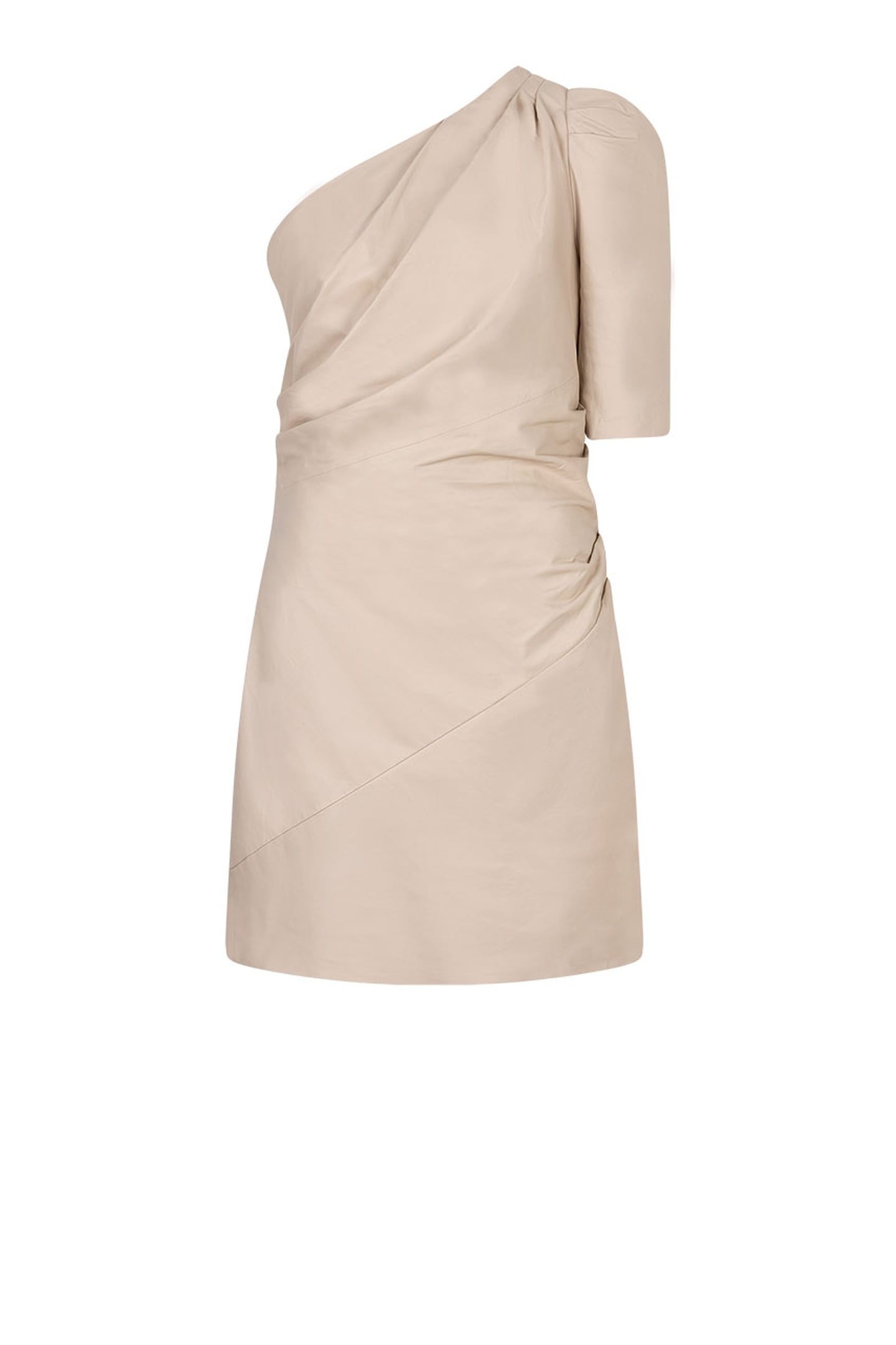 GLEN DRAPEY LEATHER DRESS SESAME BEIGE 4