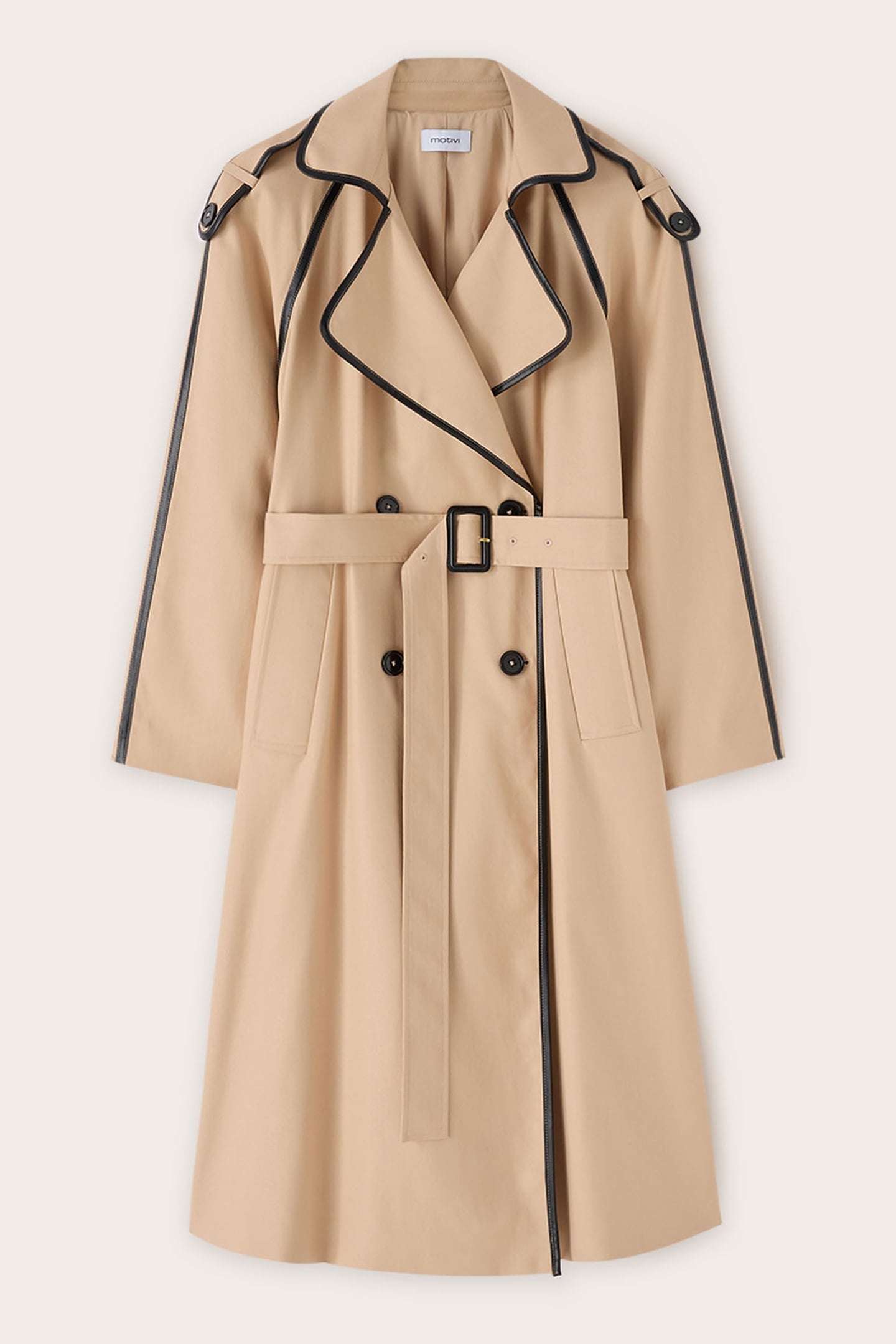 DOUBLE-BREASTED TRENCH COAT WITH TRIMMINGS BEIGE 3