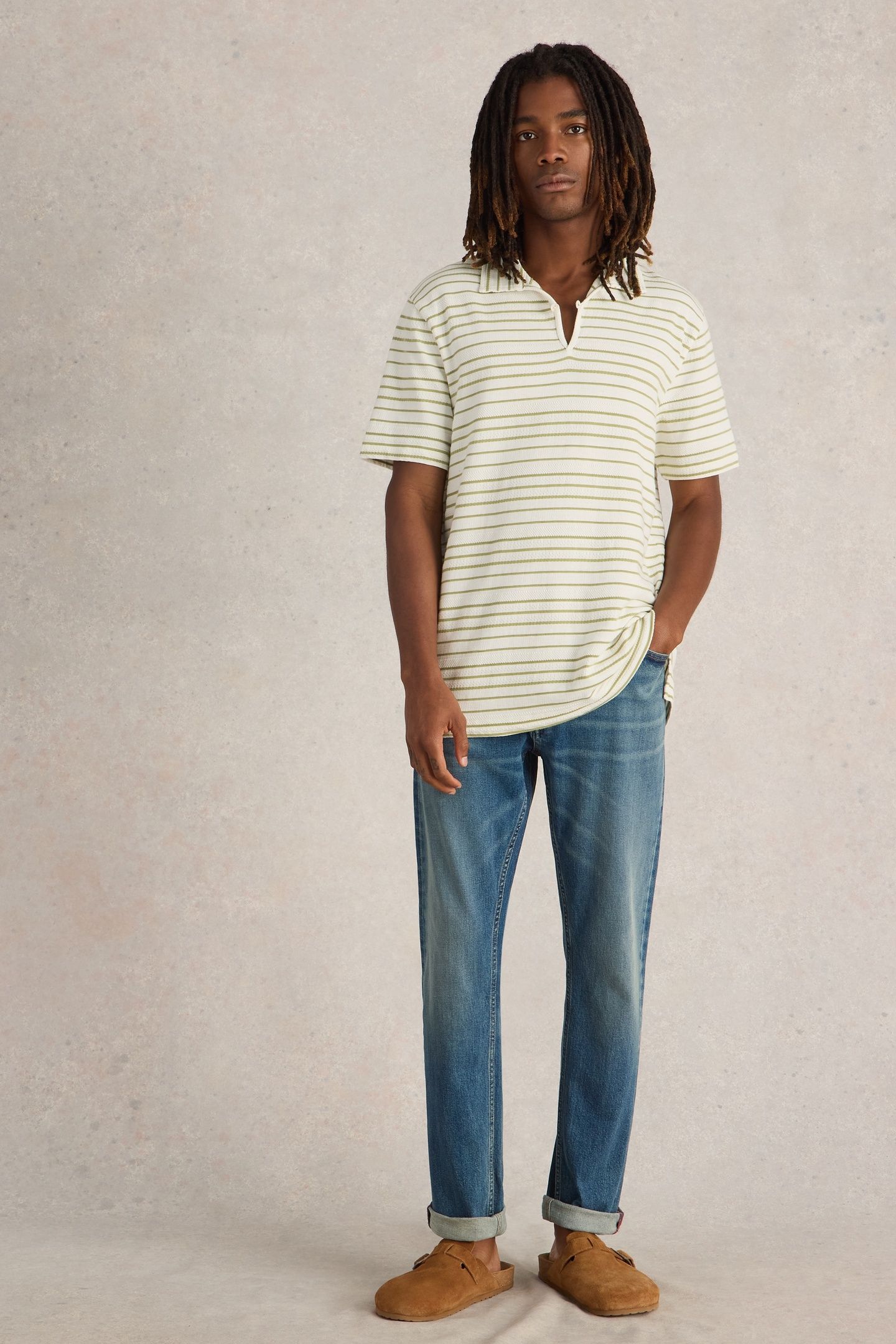 JACQUARD STRIPE POLO WHITE MULTI 1