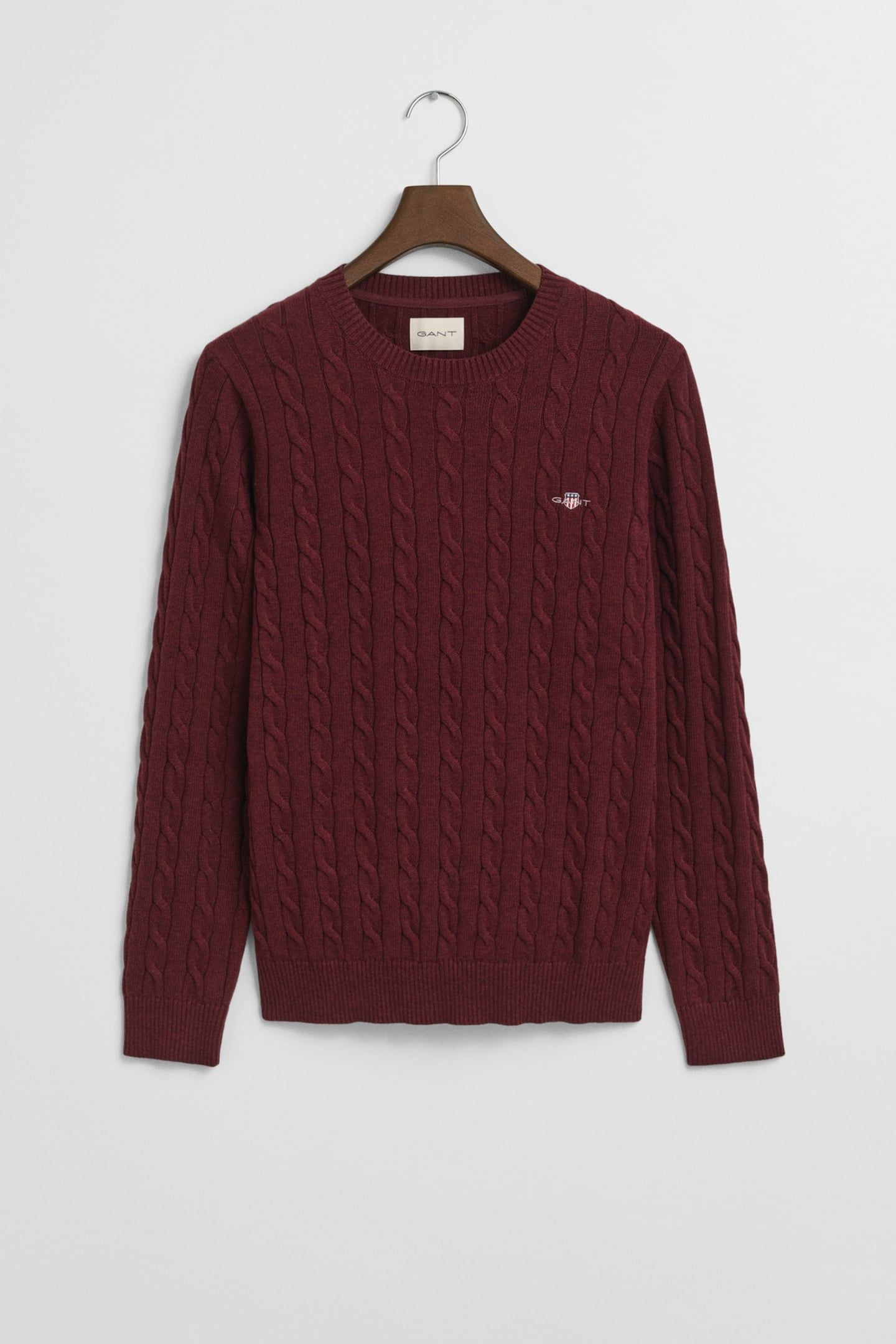 CLASSIC CABLE KNIT SWEATER BORDEAUX MELANGE 3