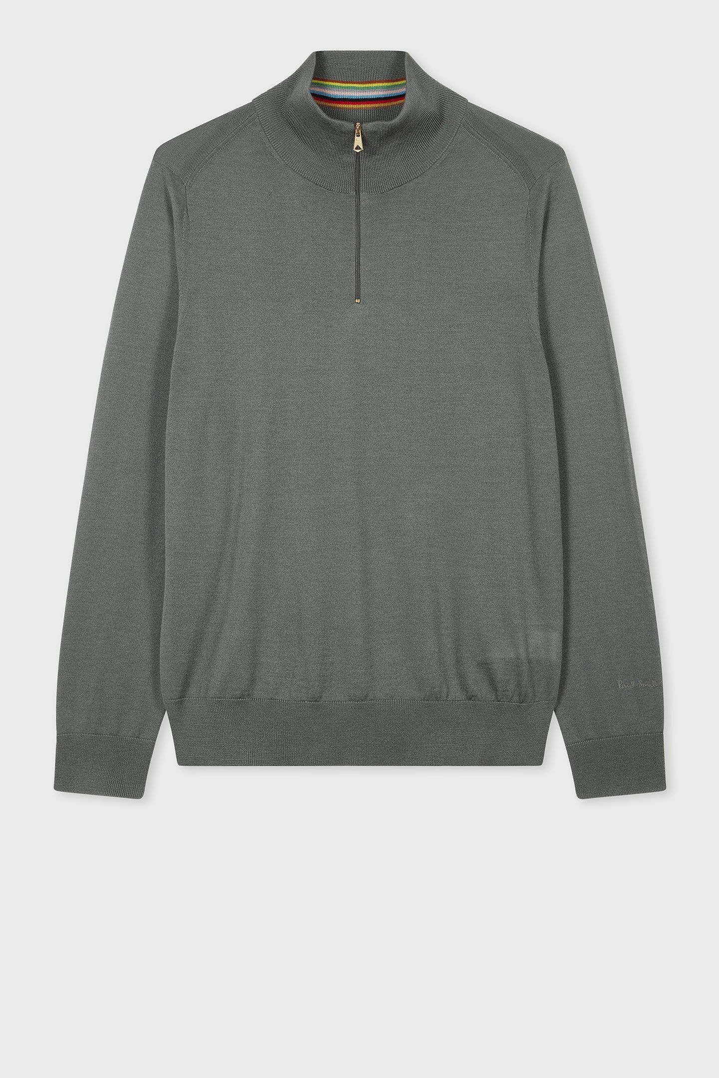 MENS SWEATER ZIP NECK PETROL GREEN 4