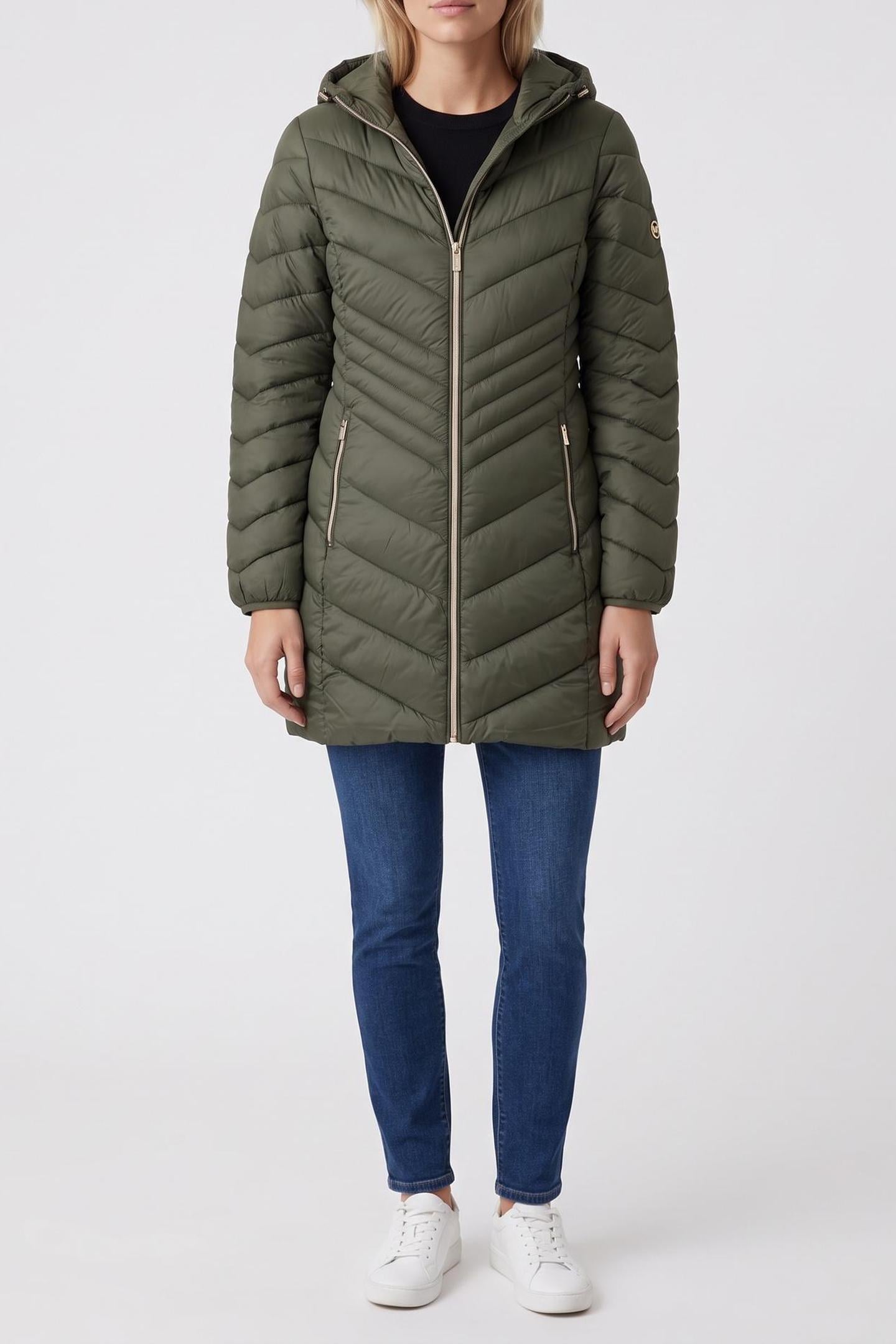 LONG CHEVRON PACKABLE OLIVE 1