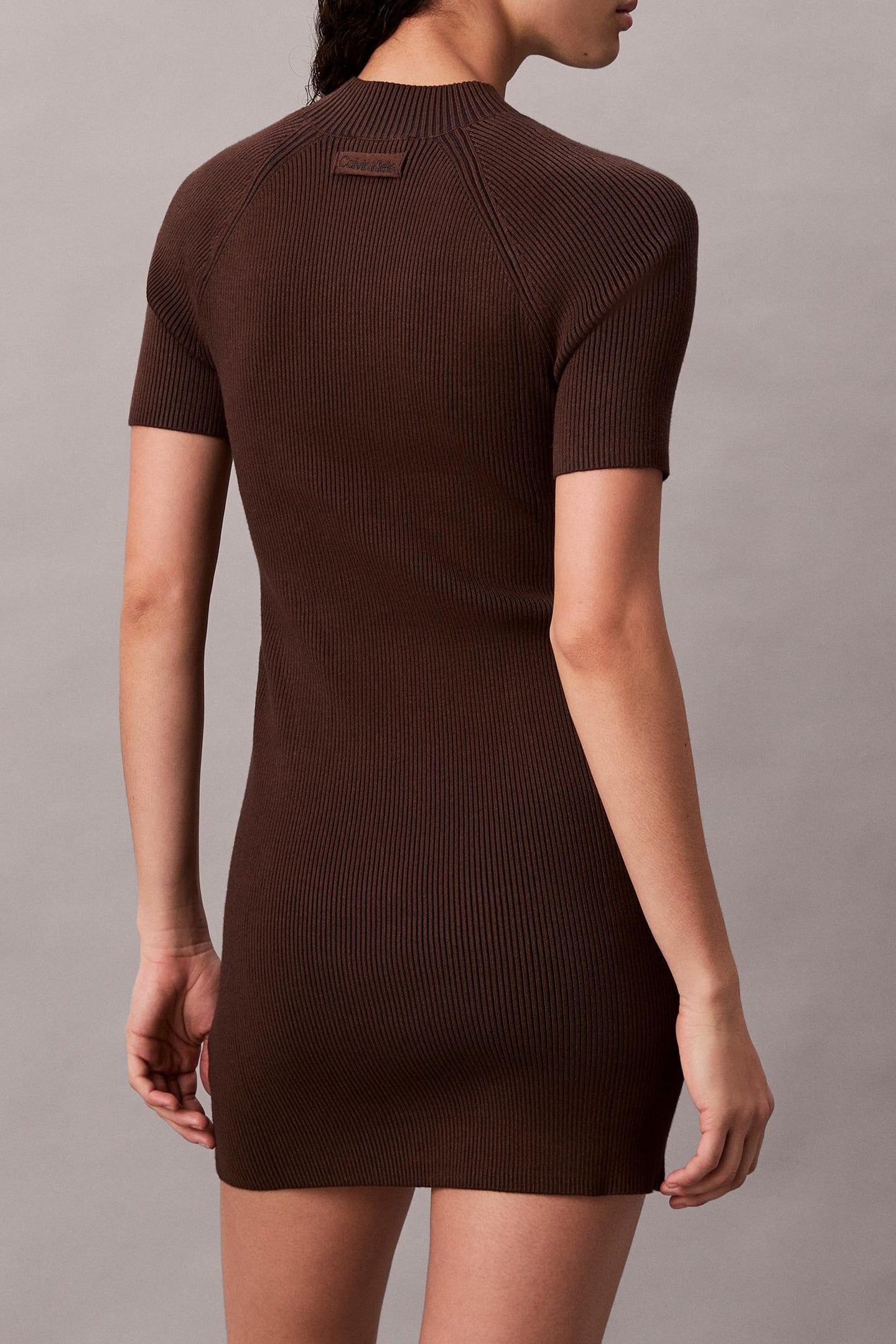 TECH KNIT MINI DRESS BROWN CORK COMBO 2