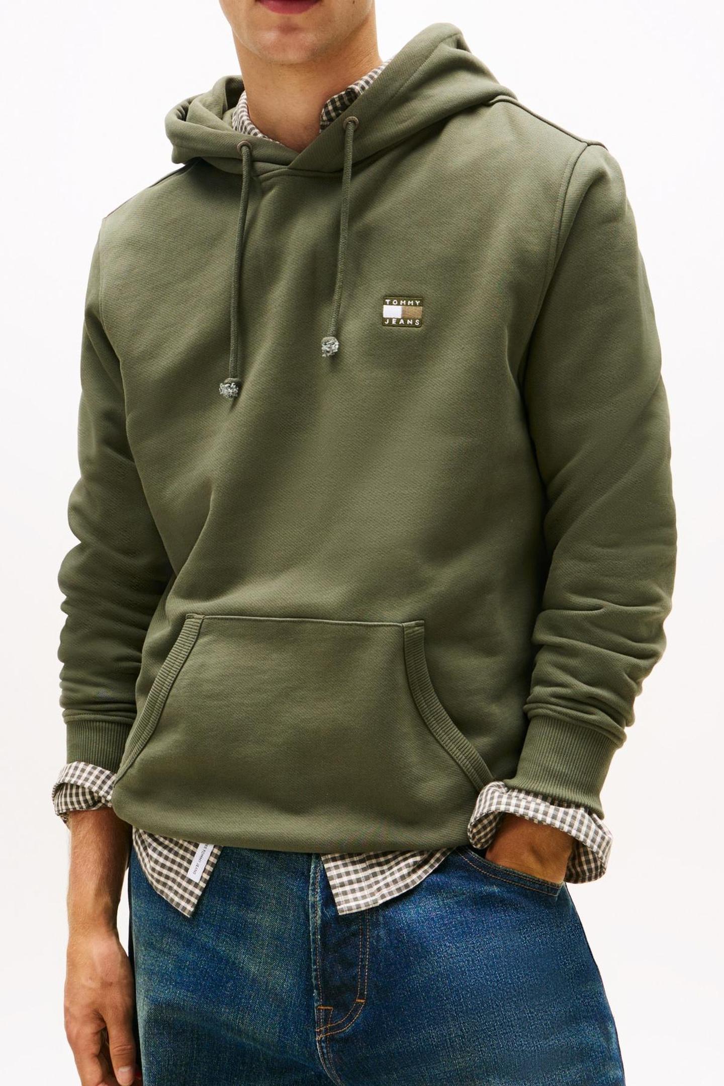TJM REG BADGE HOODIE PEWTER GREEN TONAL 1