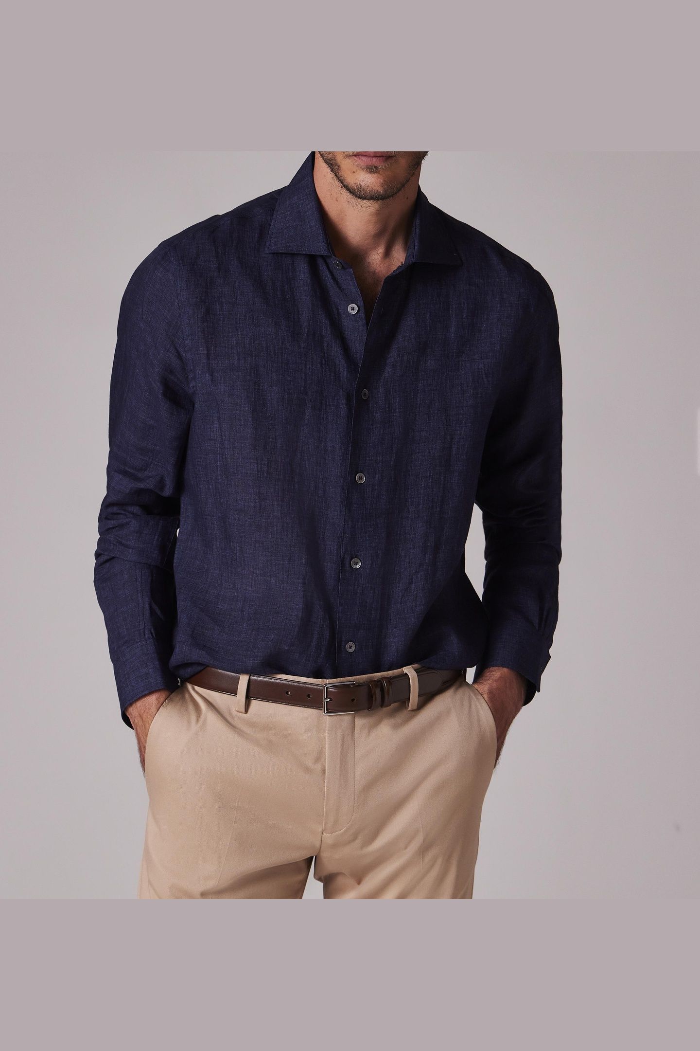 MENS S/C SLIM FIT SHIRT INKY BLUE 2