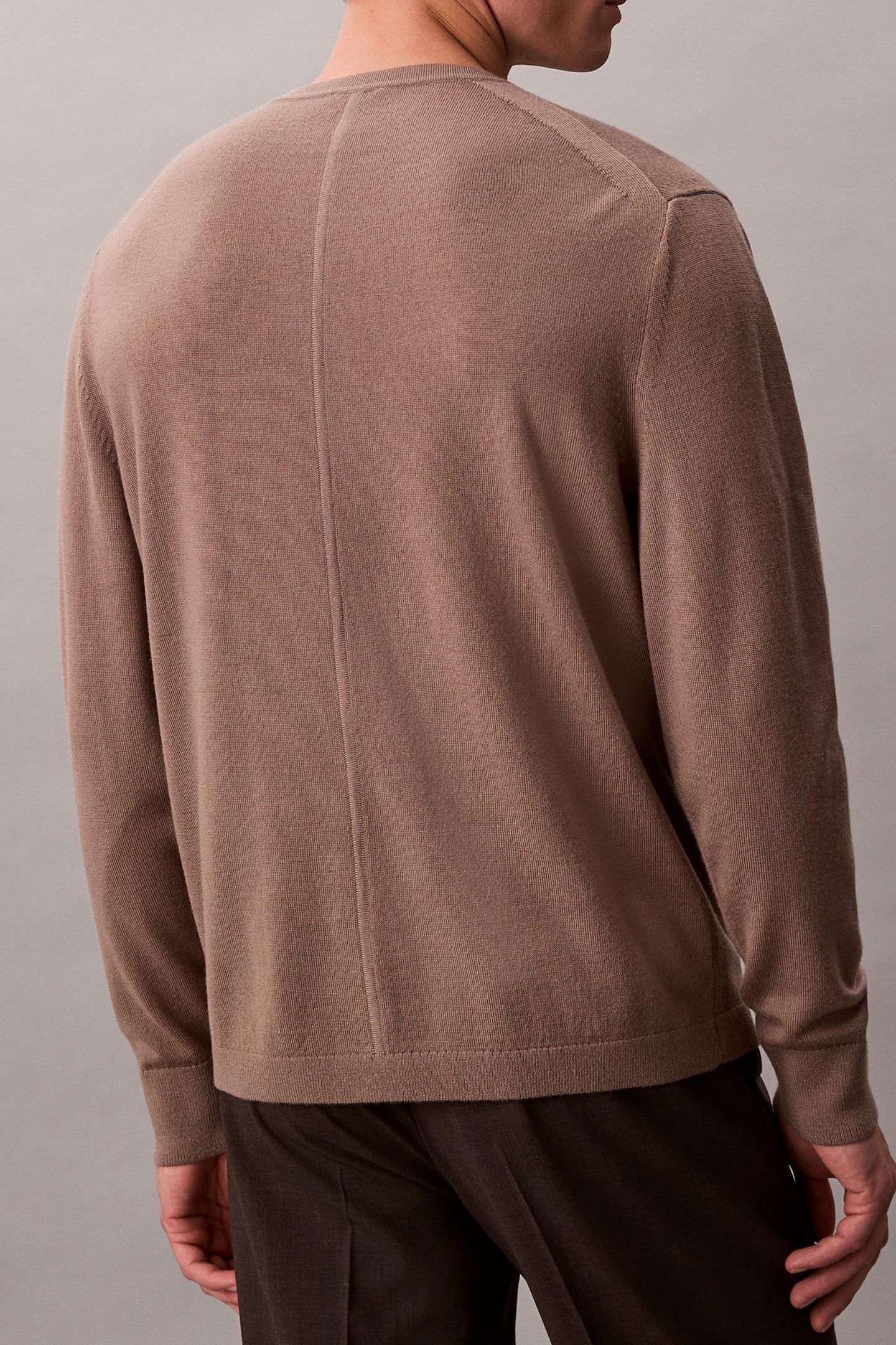 LS 100% MERINO CREW TAUPE TONE 2
