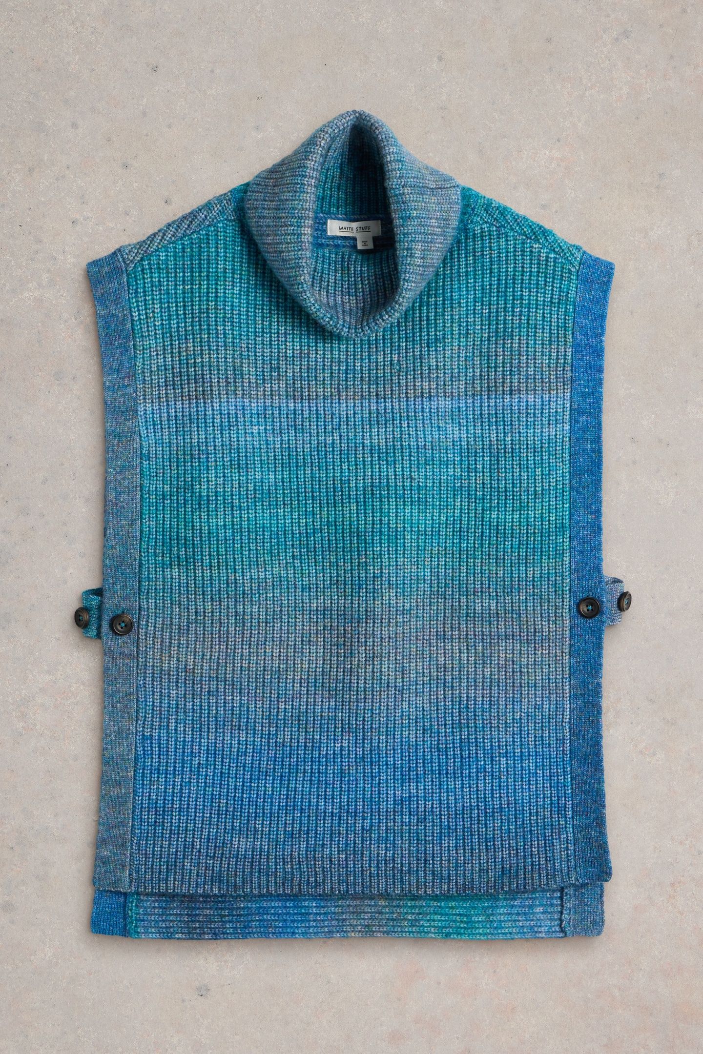 SPACEDYE KNITTED PONCHO BLUE MULTI 4