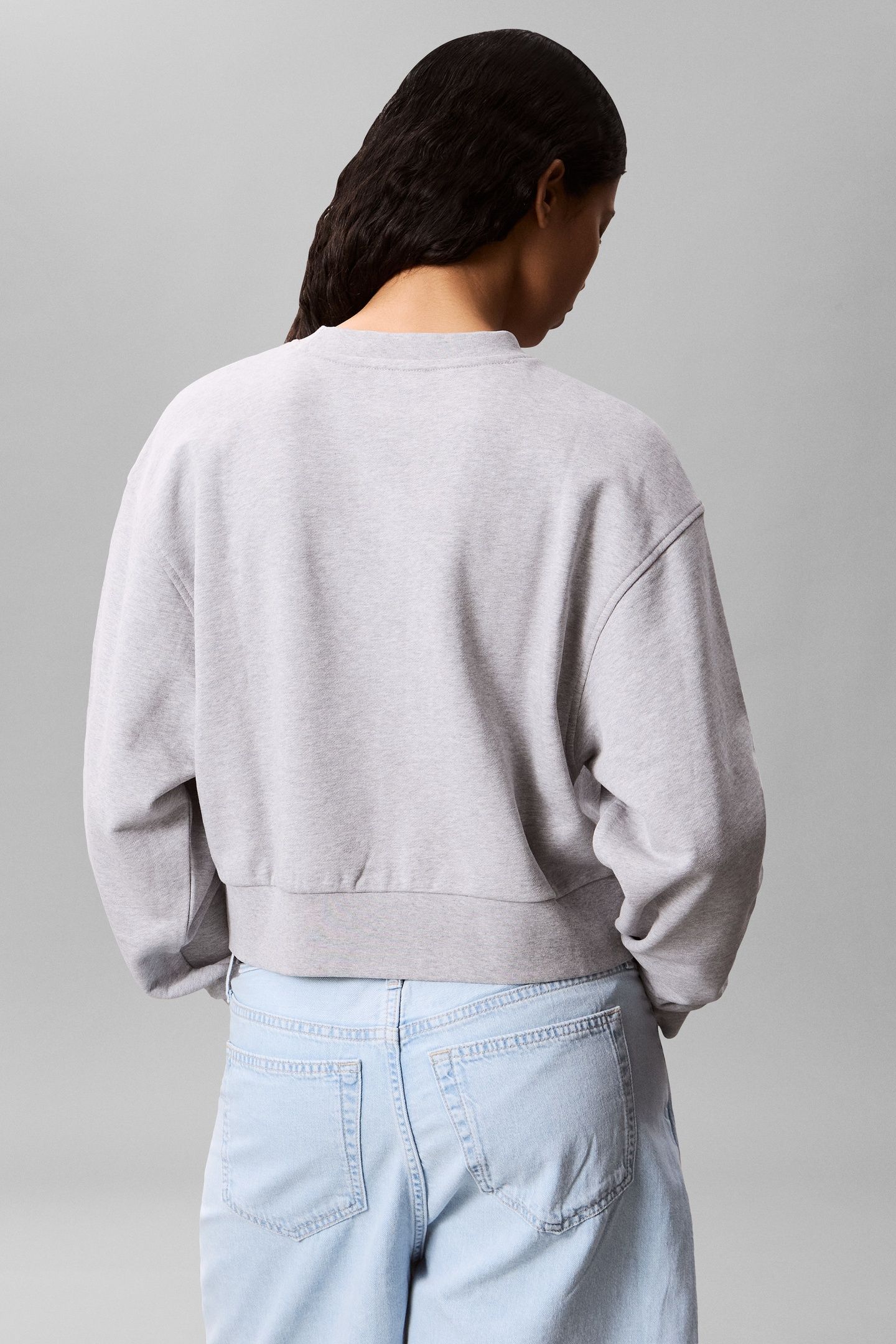CROPPED BADGE SWEATSHIRT GREY HEATHER 2