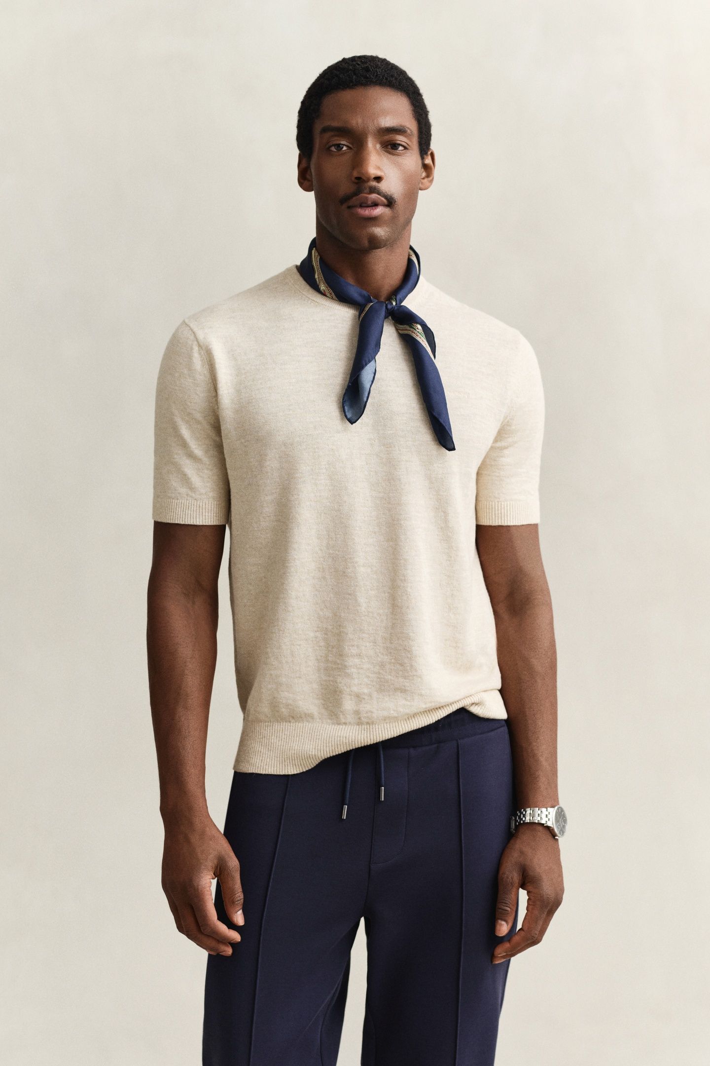 SLUB COTTON LINEN SS C-NECK SEED MELANGE 1