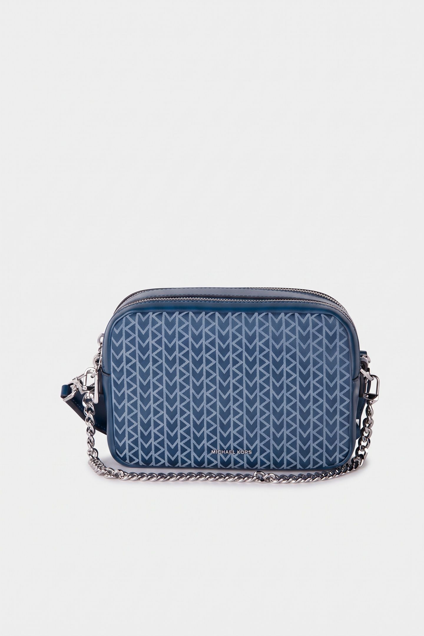 MEDIUM DOUBLE ZIP CHAIN CAMERA CROSSBODY RIVER BLUE 2