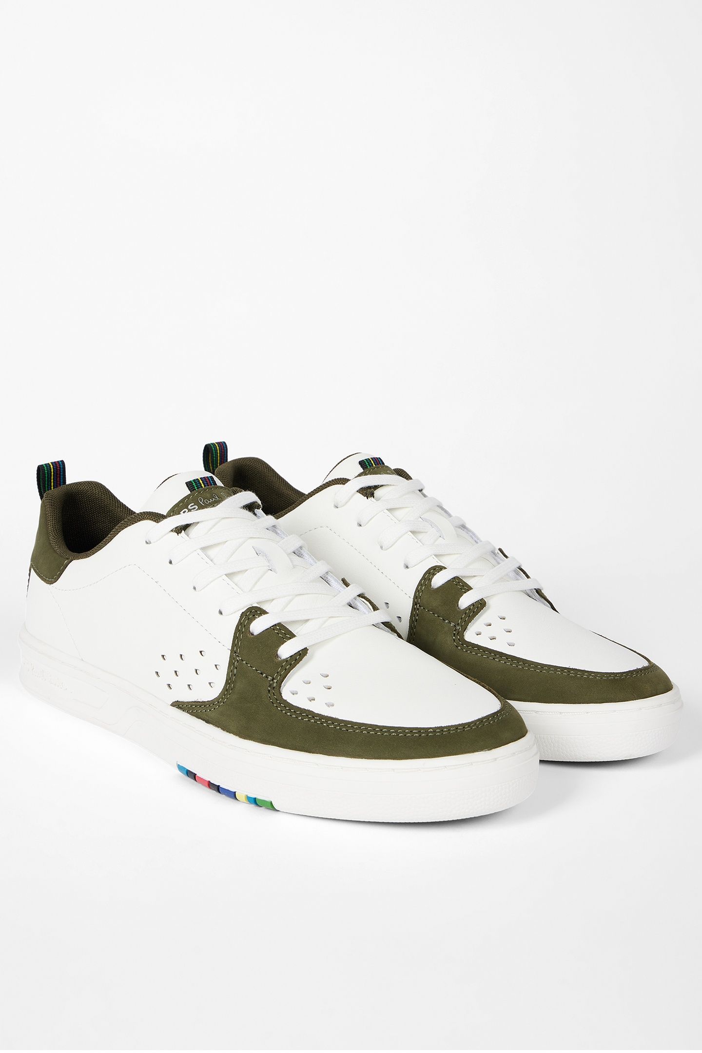 MENS SHOE COSMO WHITE KHAKI BACK PANEL WHITE 5