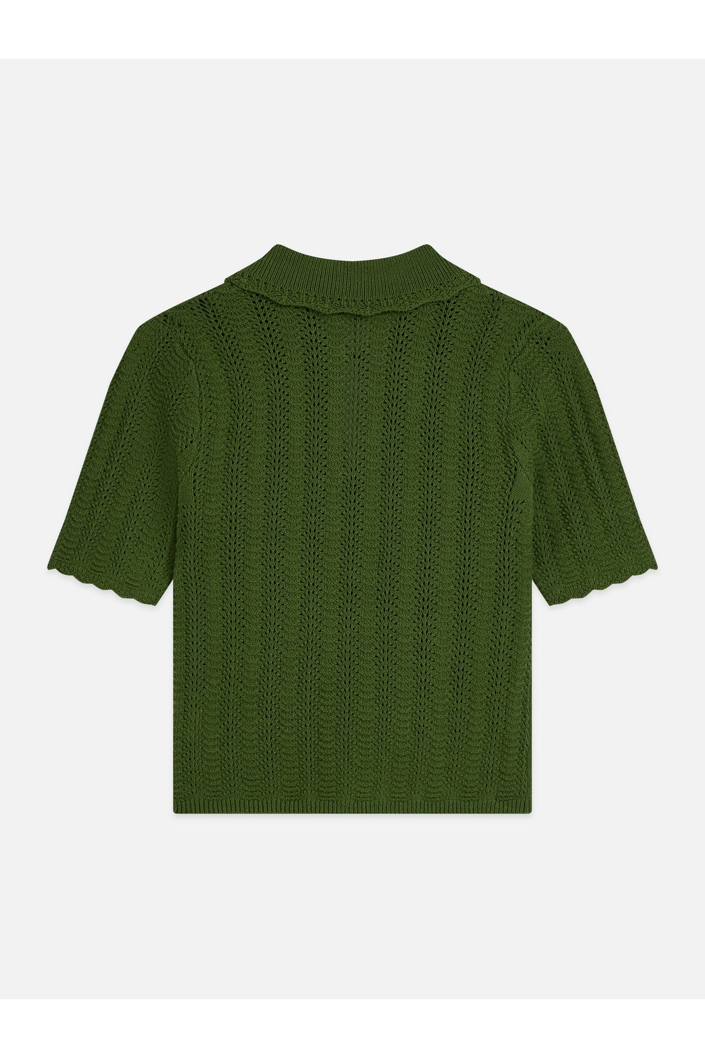POINTELLE COLLARED KNITTED TEE GARDEN GREEN 2