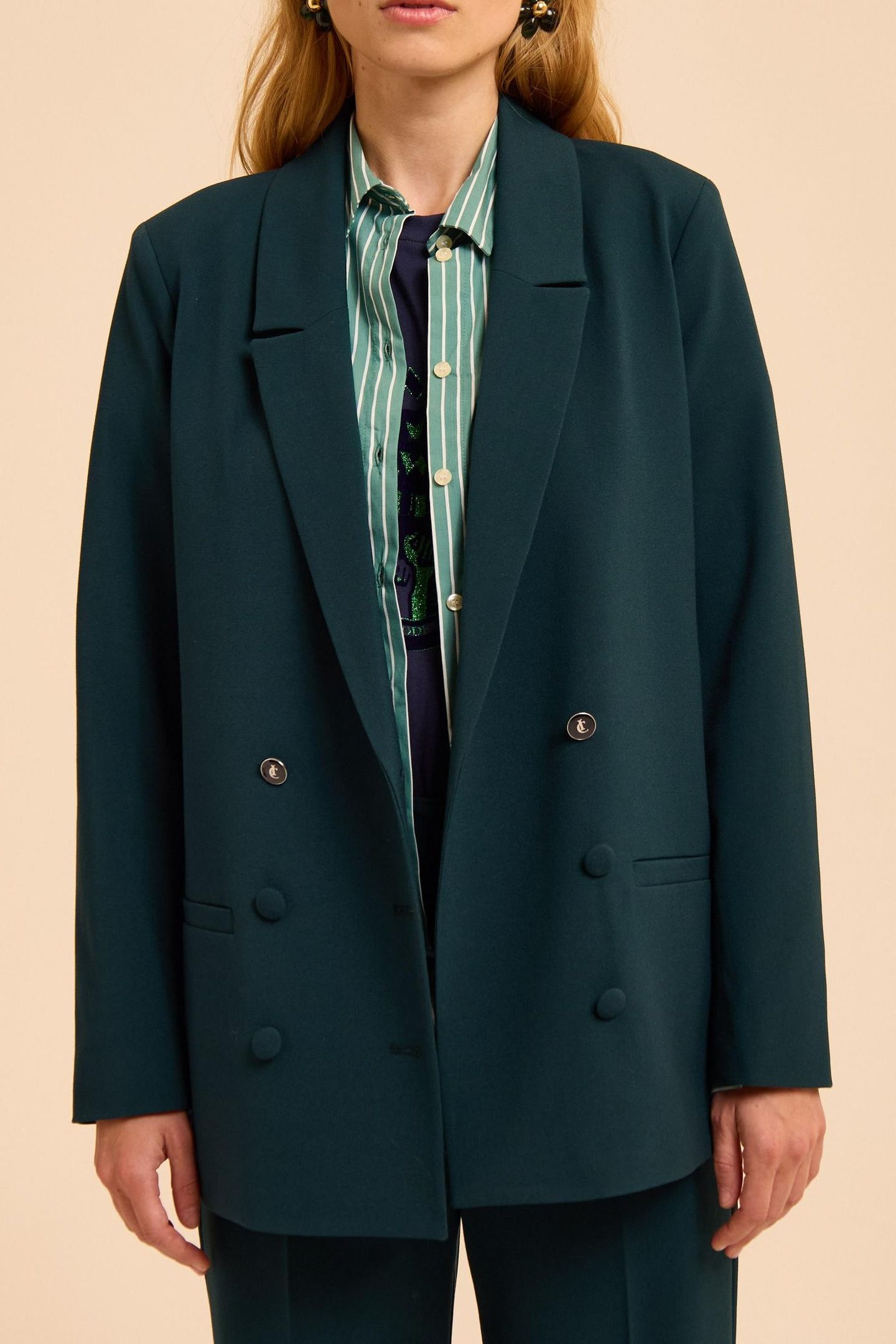 GREEN DOUBLE-BREASTED SUIT JACKET EMMA 1