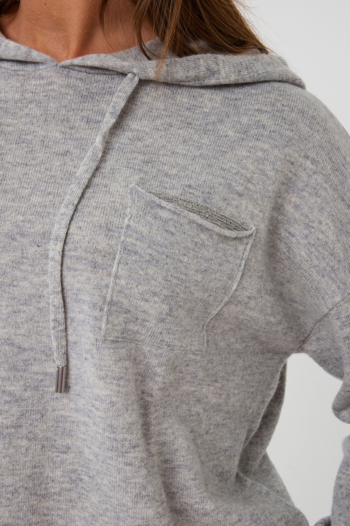 SWEATER HOODIE CHEST POCKET LIGHT GREY MELANGE 7