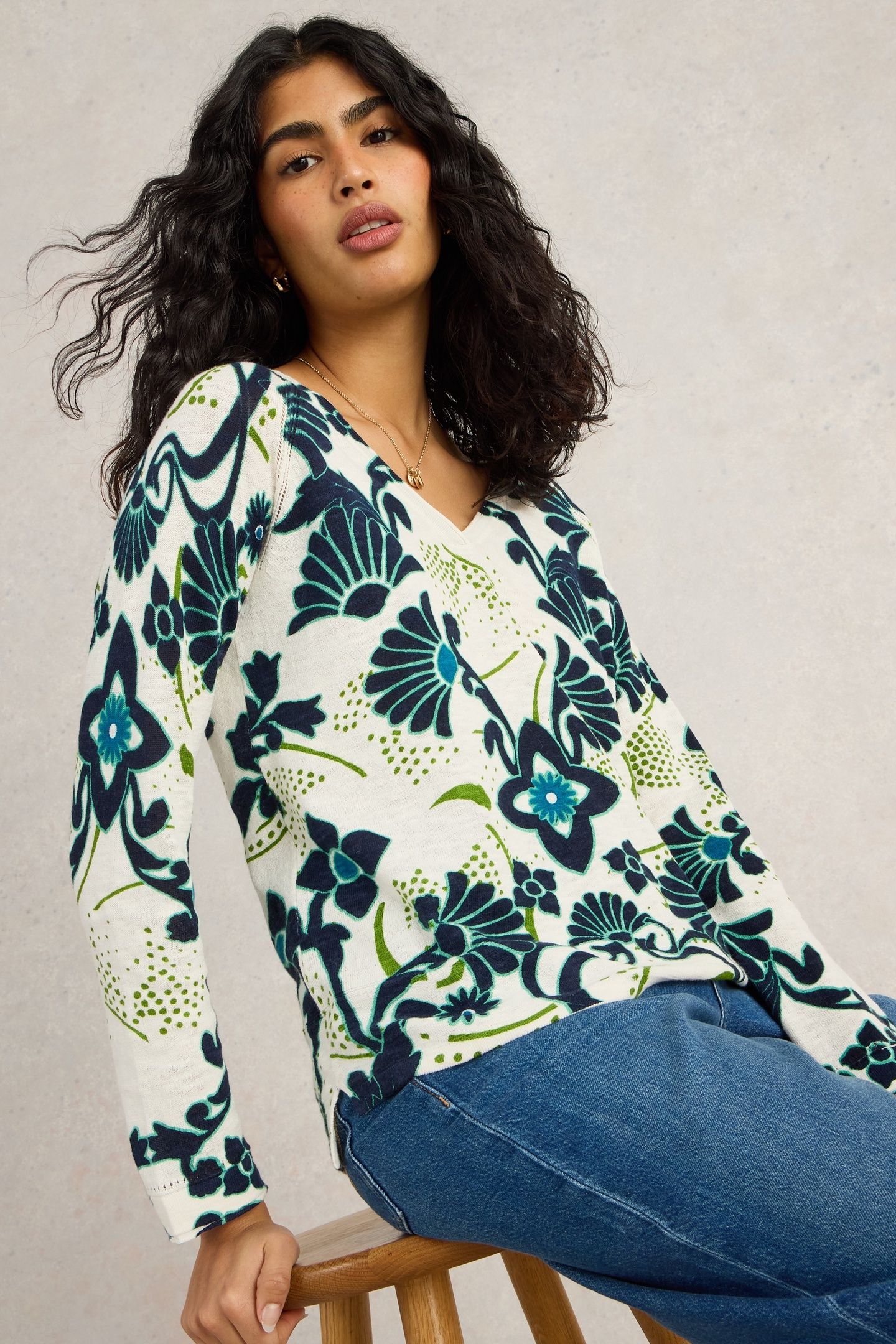 NARIA PRINT JUMPER BLUE PR 1