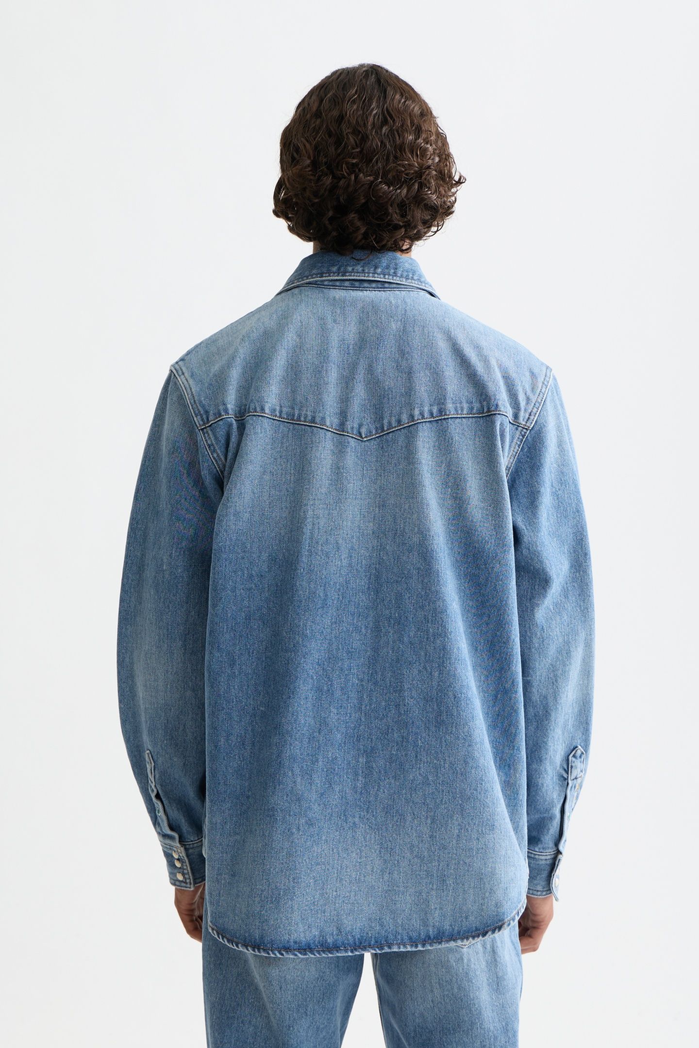 WASHED DENIM SHIRT WITH WESTERN DETAILS NAVY 2