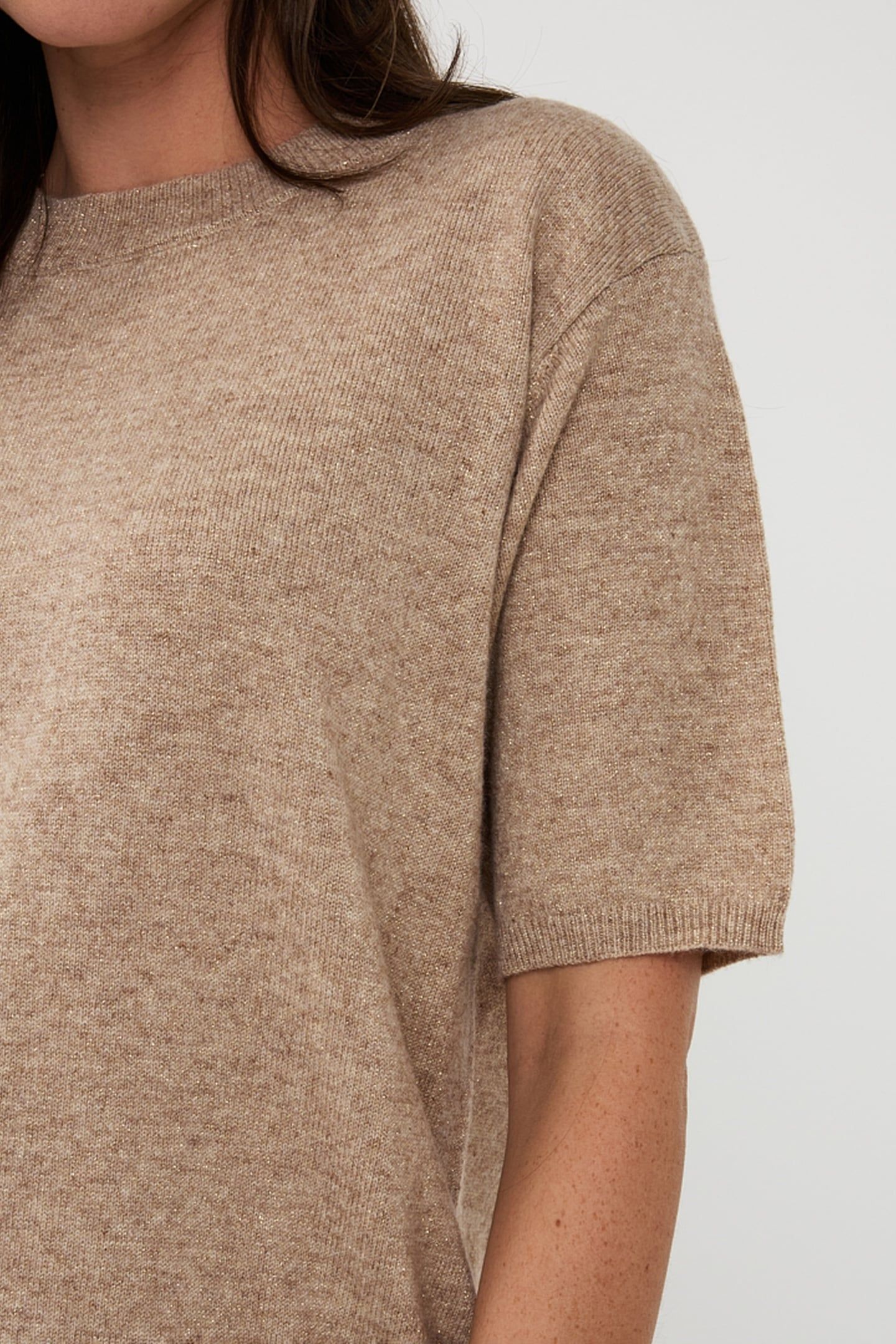 SWEATER S/SLVE WOOL TAUPE 7
