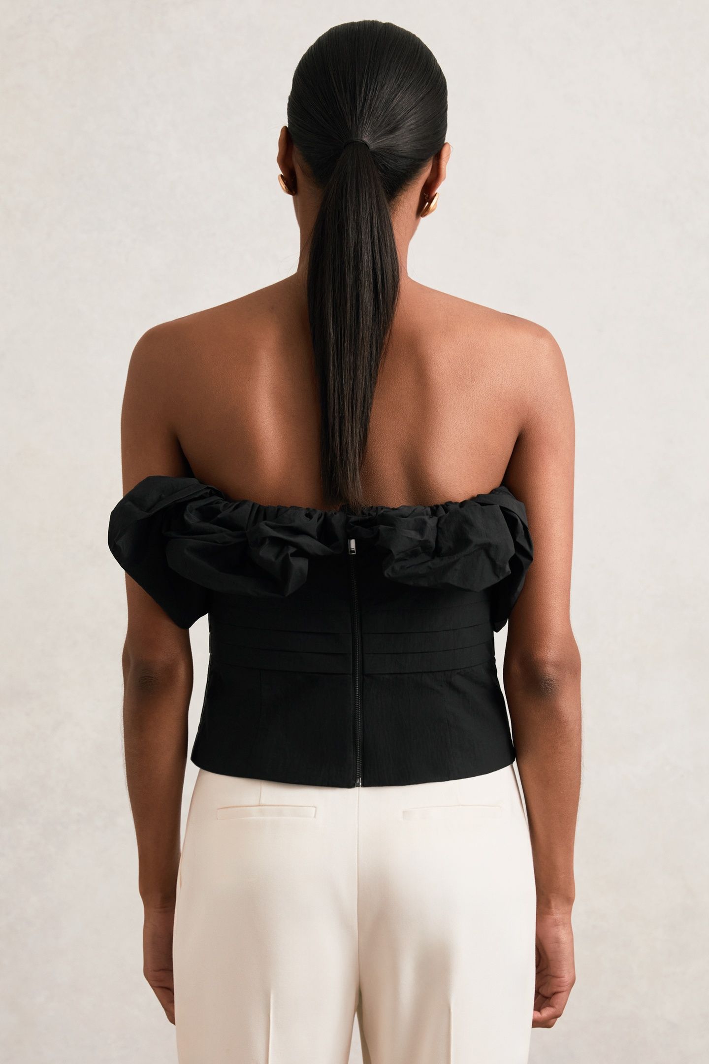 SCULPTURAL BANDEAU TOP BLACK 5