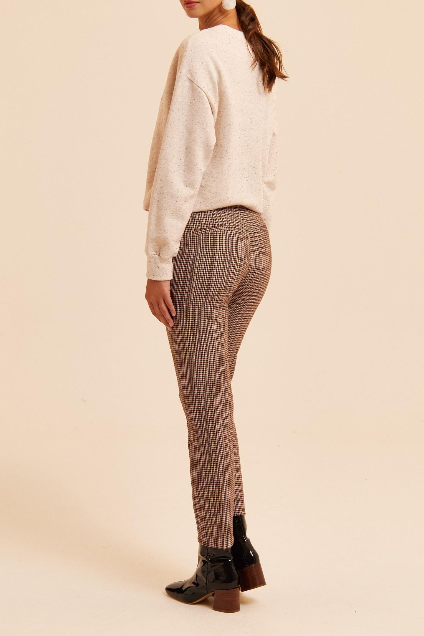 BEIGE HOUNDSTOOTH SUIT TROUSERS LAURENCE 2