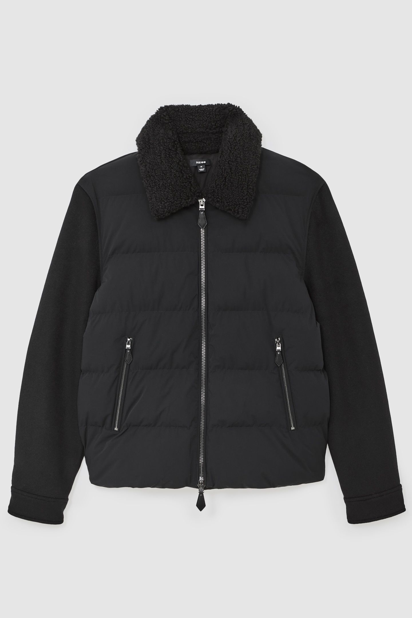 LS WOOL SLEEVE QUILTED PUFFER JACKET BLACK 4
