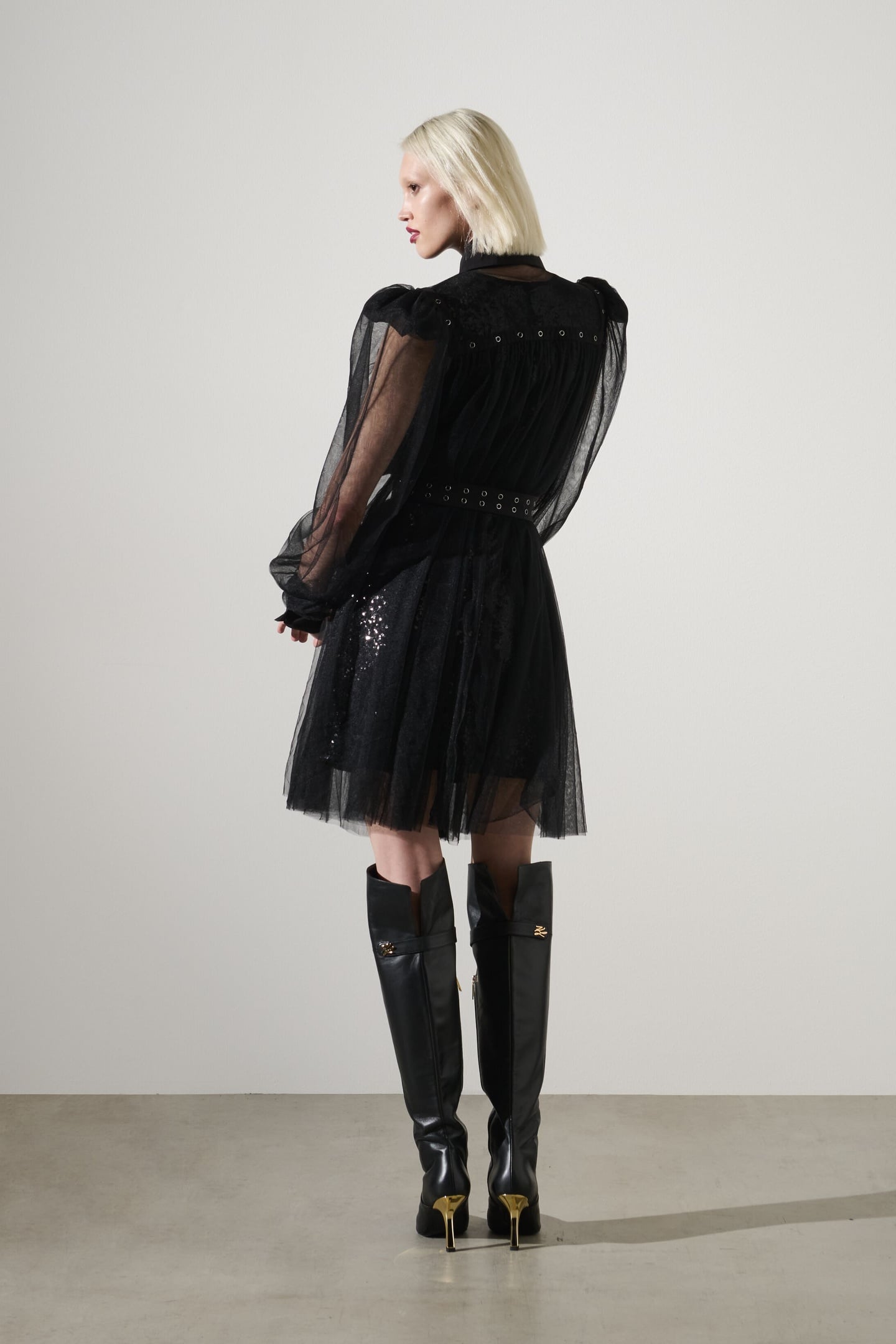 MATERIAL MIX FASHION DRESS BLACK 5