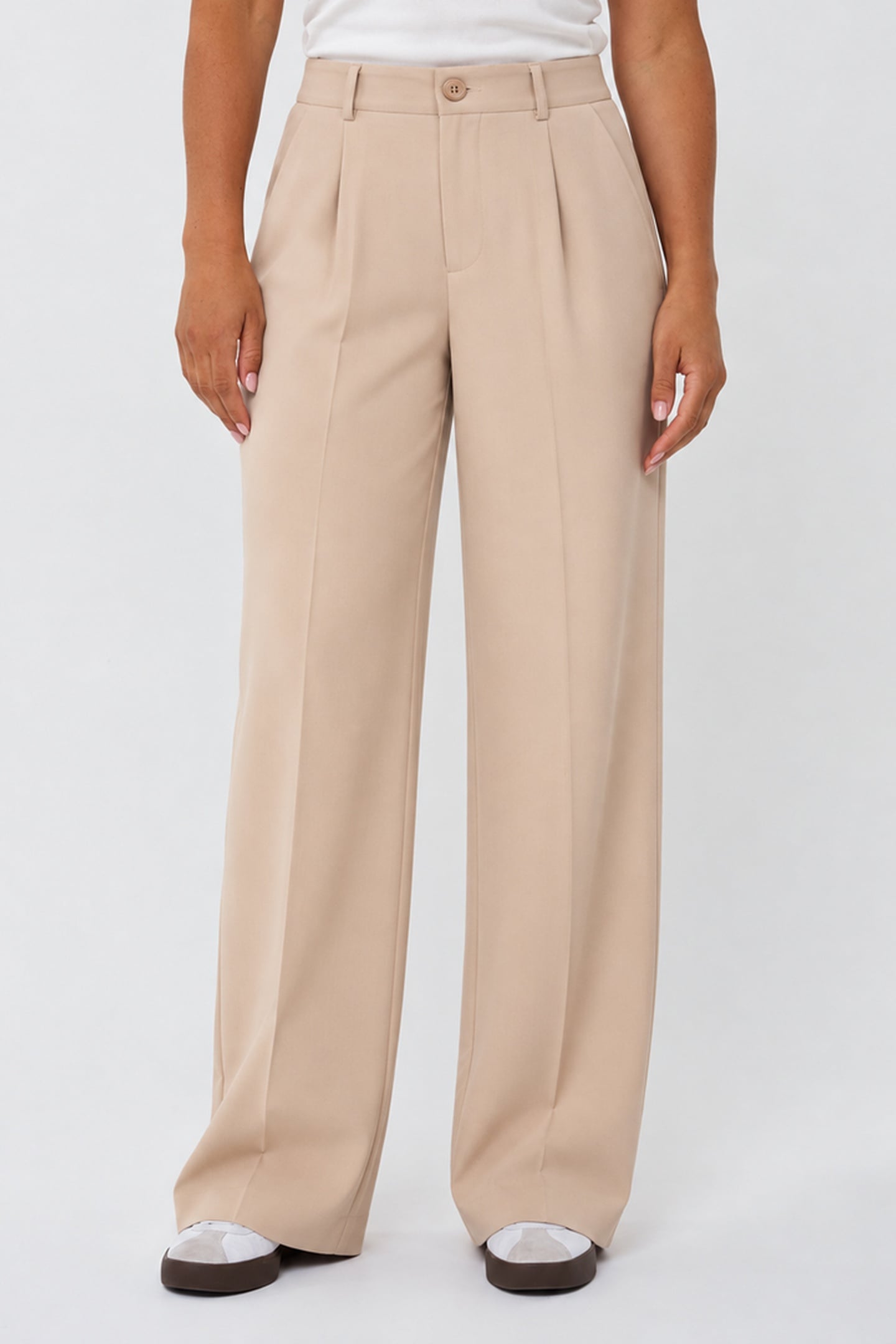 TROUSERS WIDE LEG ELASTIC MELANGE SAND MELANGE 2
