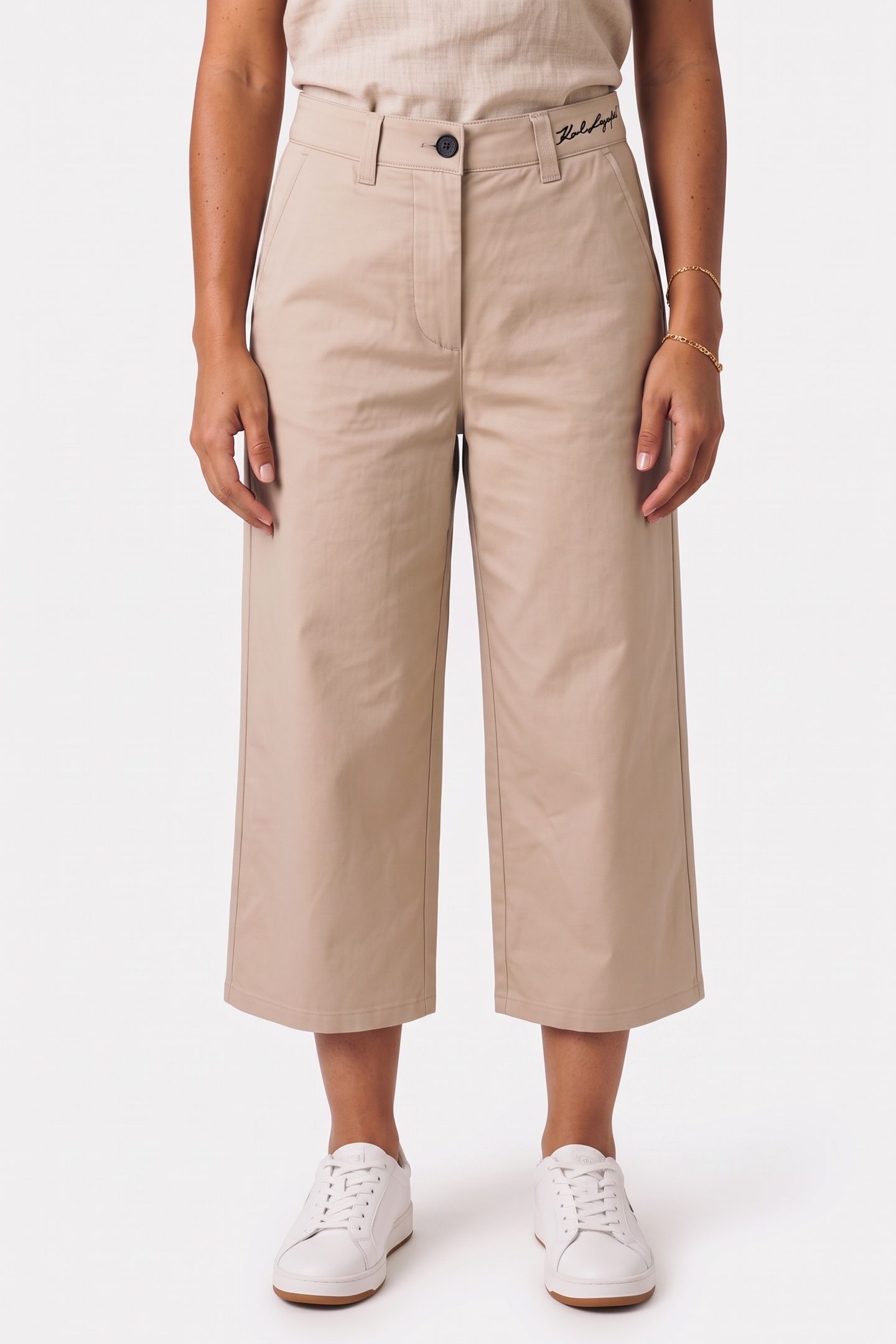 COTTON CROPPED CHINO PANTS WARM SAND 1