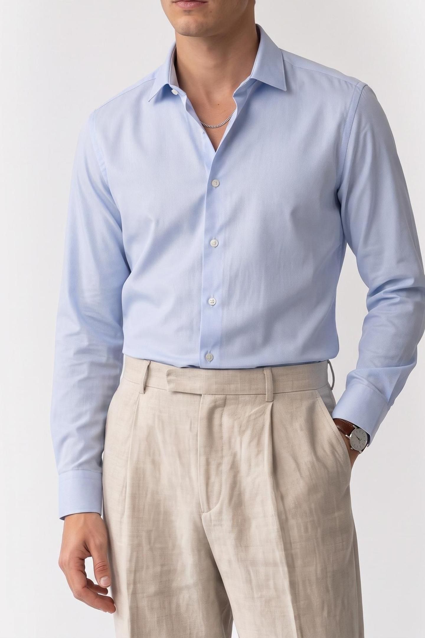SLIM MID TWILL SHIRT BLUE 1