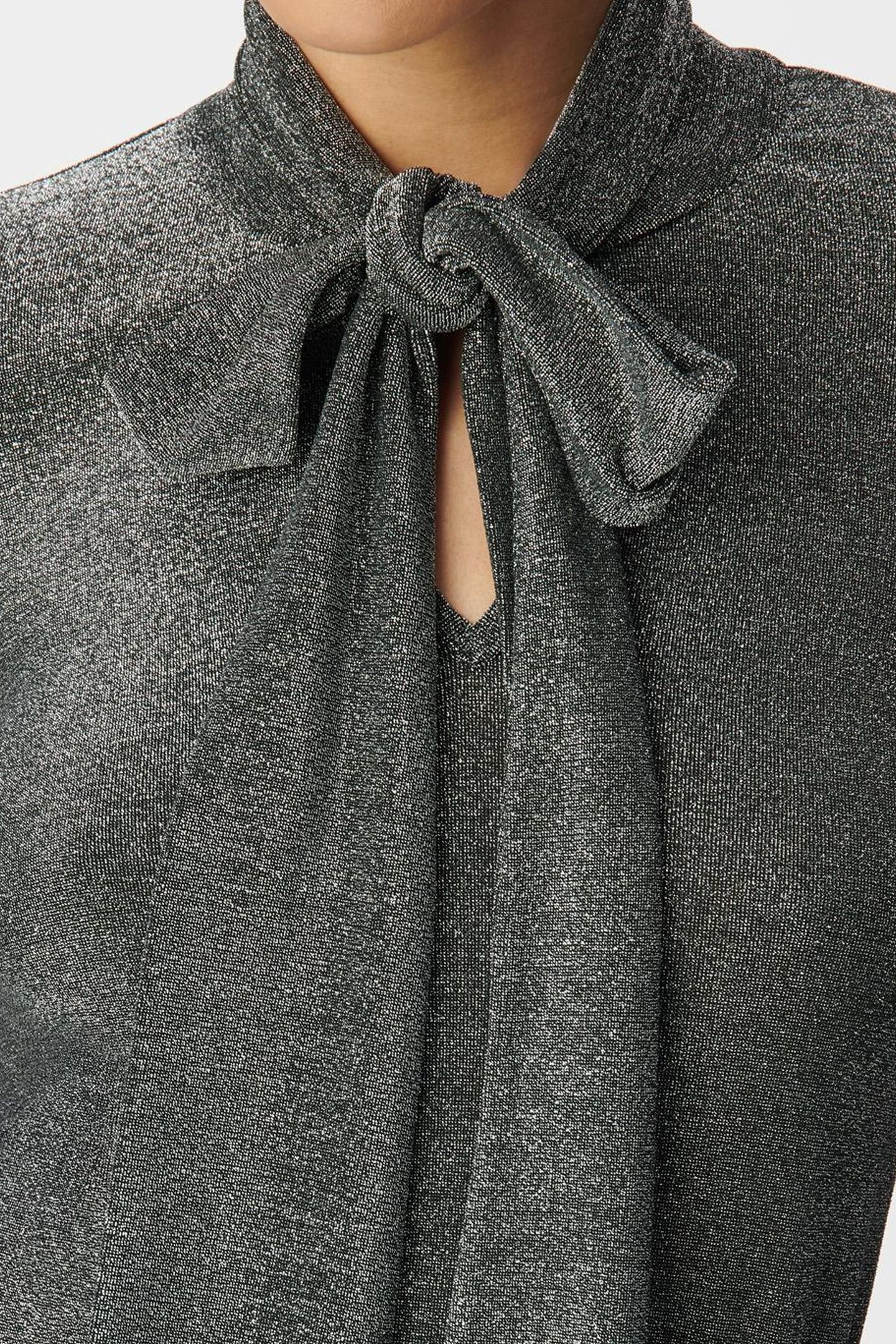SILVER LUREX KNIT T-SHIRT WITH NECK TIE 6
