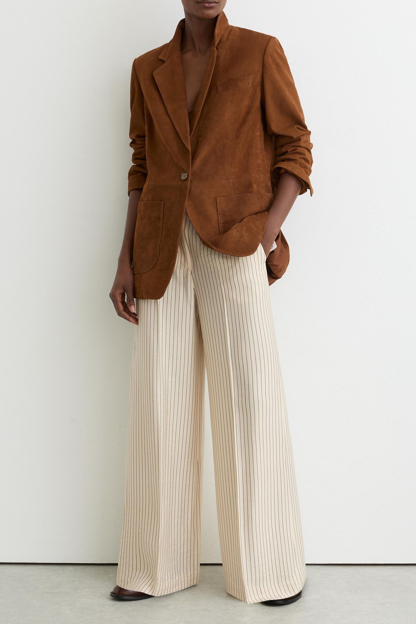 PINSTRIPE WIDE LEG TROUSER CREAM/BLACK 1