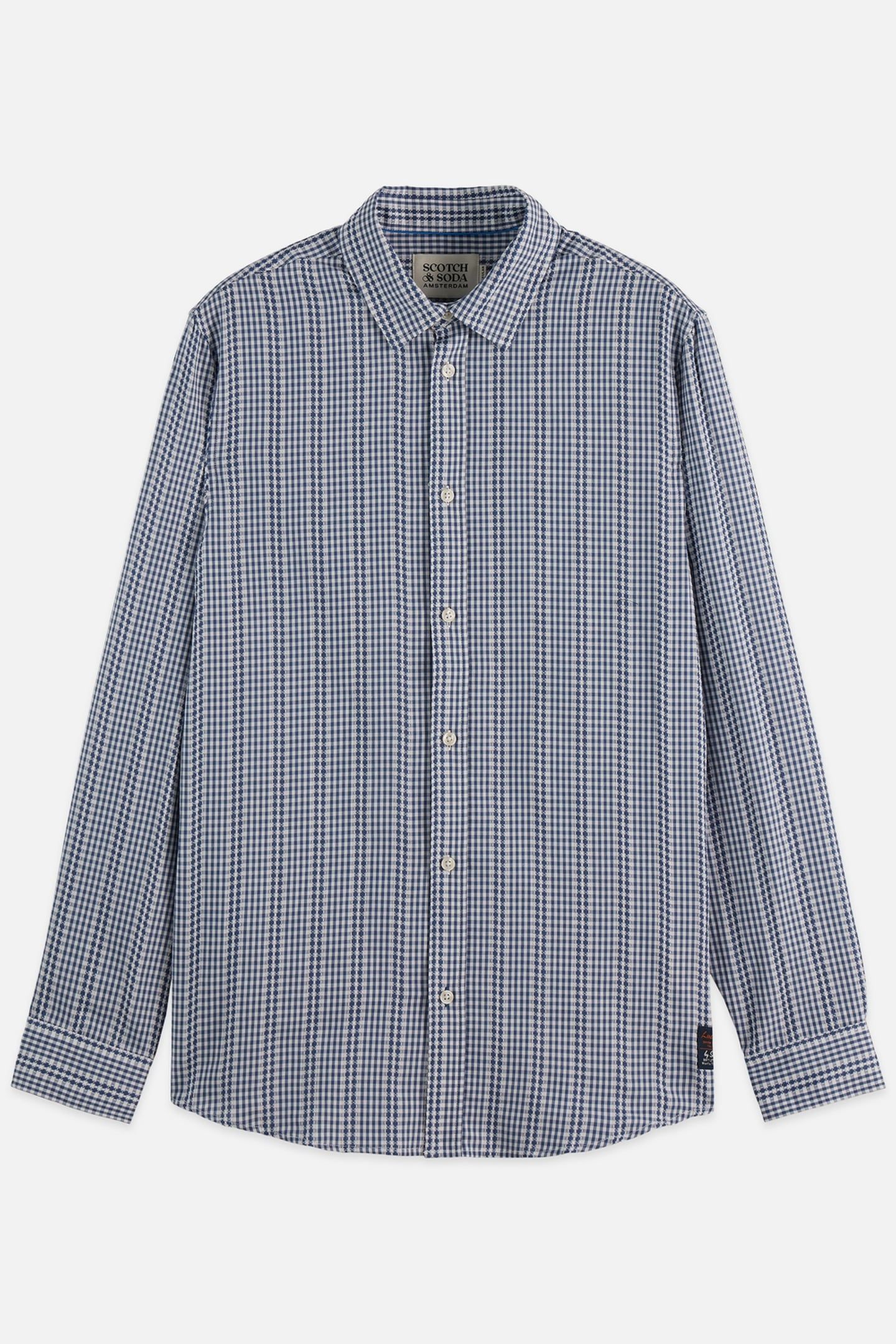 MICROCHECK COTTON POPLIN SHIRT NAVY 4