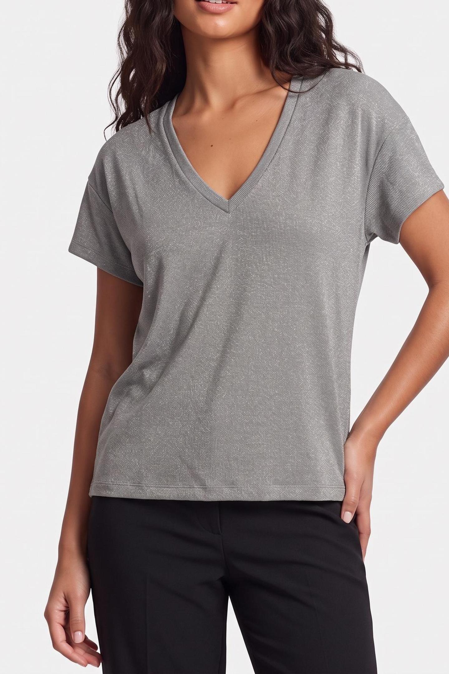GREY METALLIC MESH T-SHIRT 1