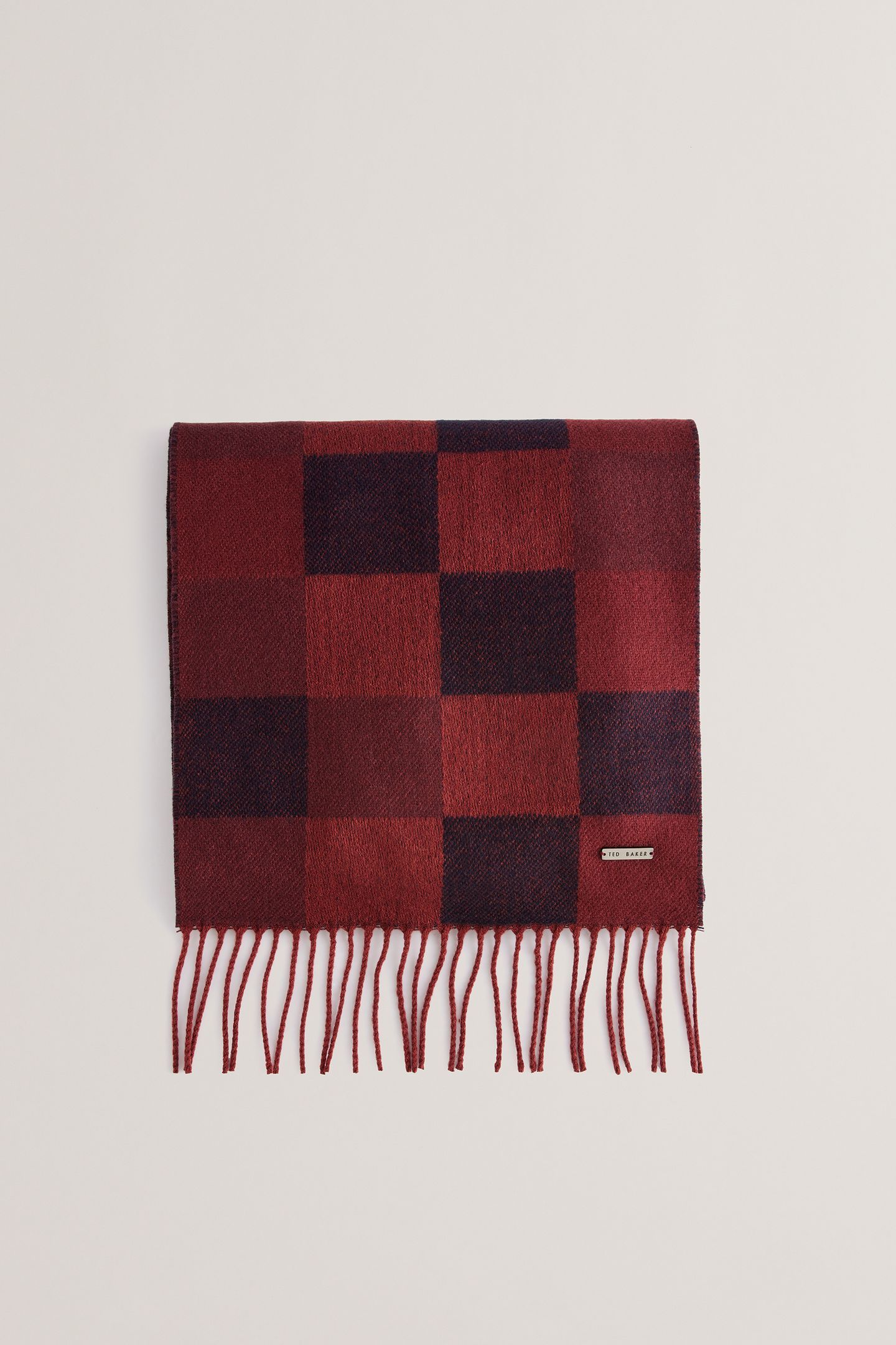 PETERRR GRID CHECK SCARF OXBLOOD 2
