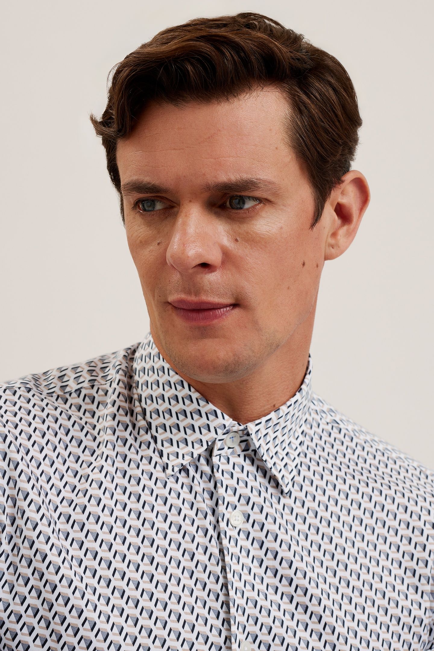 JOSHHY LS SLIM HEX GEO SHIRT TAUPE 4